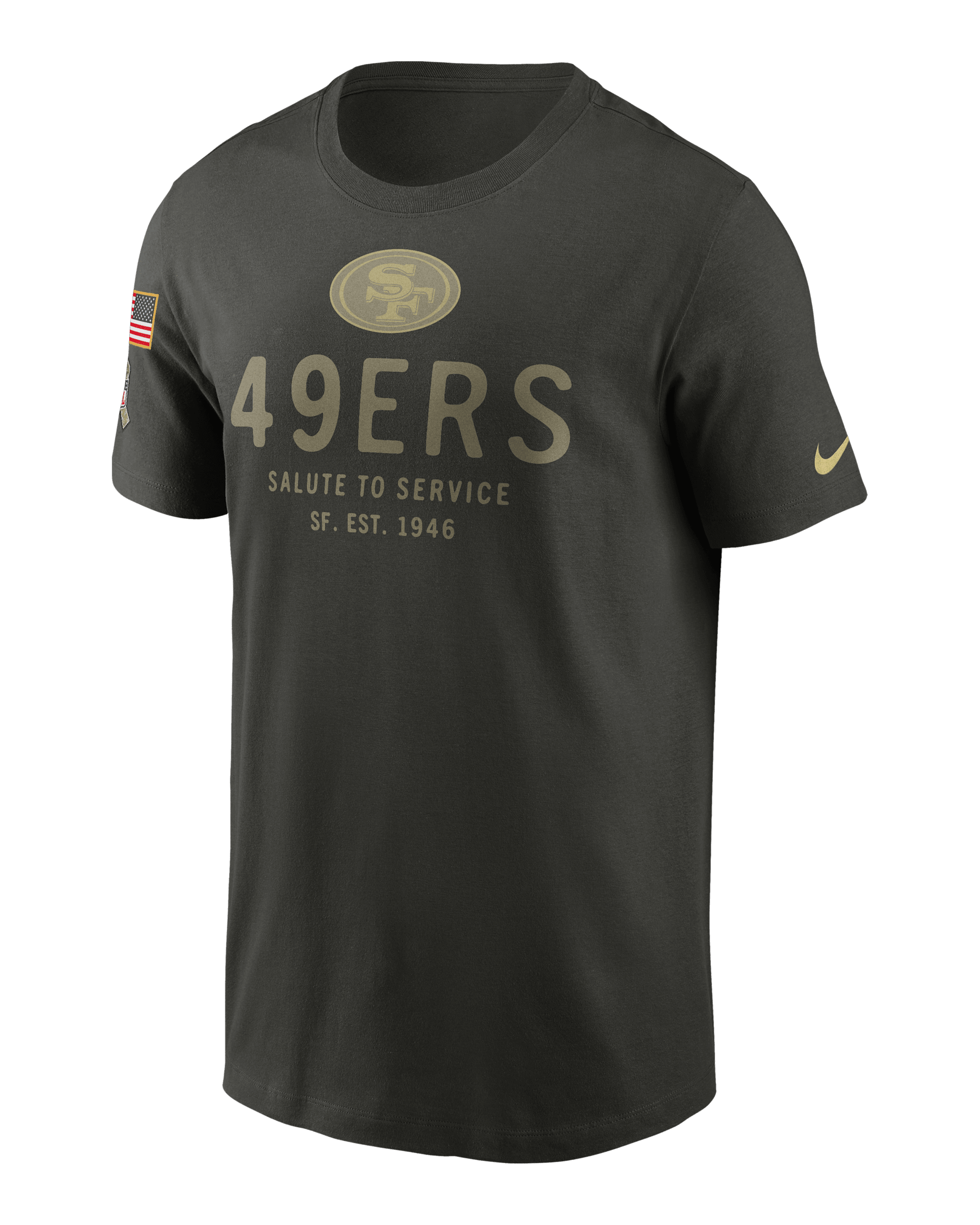 San Francisco 49ers Salute to Service Sideline Primary Edge Men's Nike Dri-FIT NFL T-Shirt - Sequoia