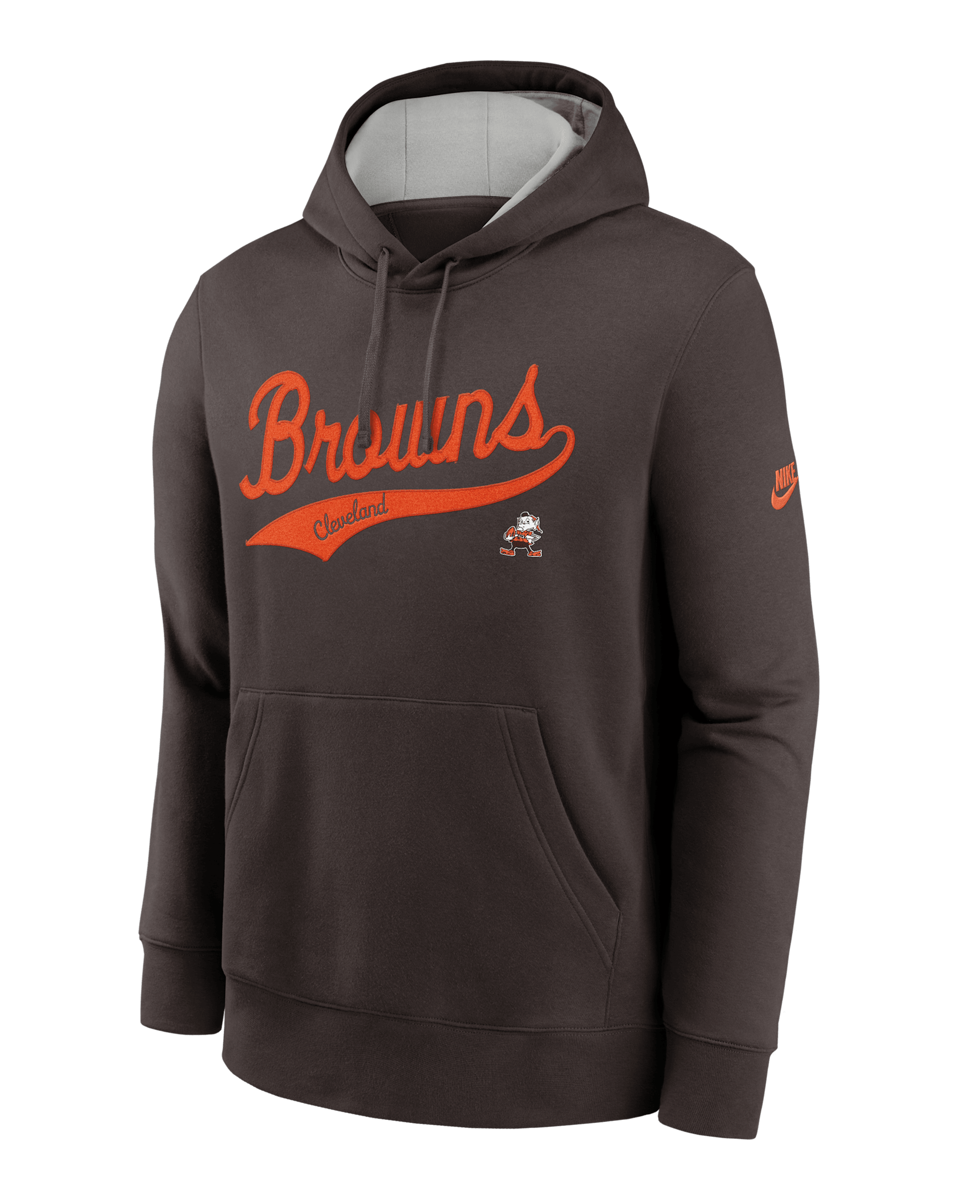 Cleveland Browns Rewind Club Logo Men's Nike NFL Pullover Hoodie - Seal Brown