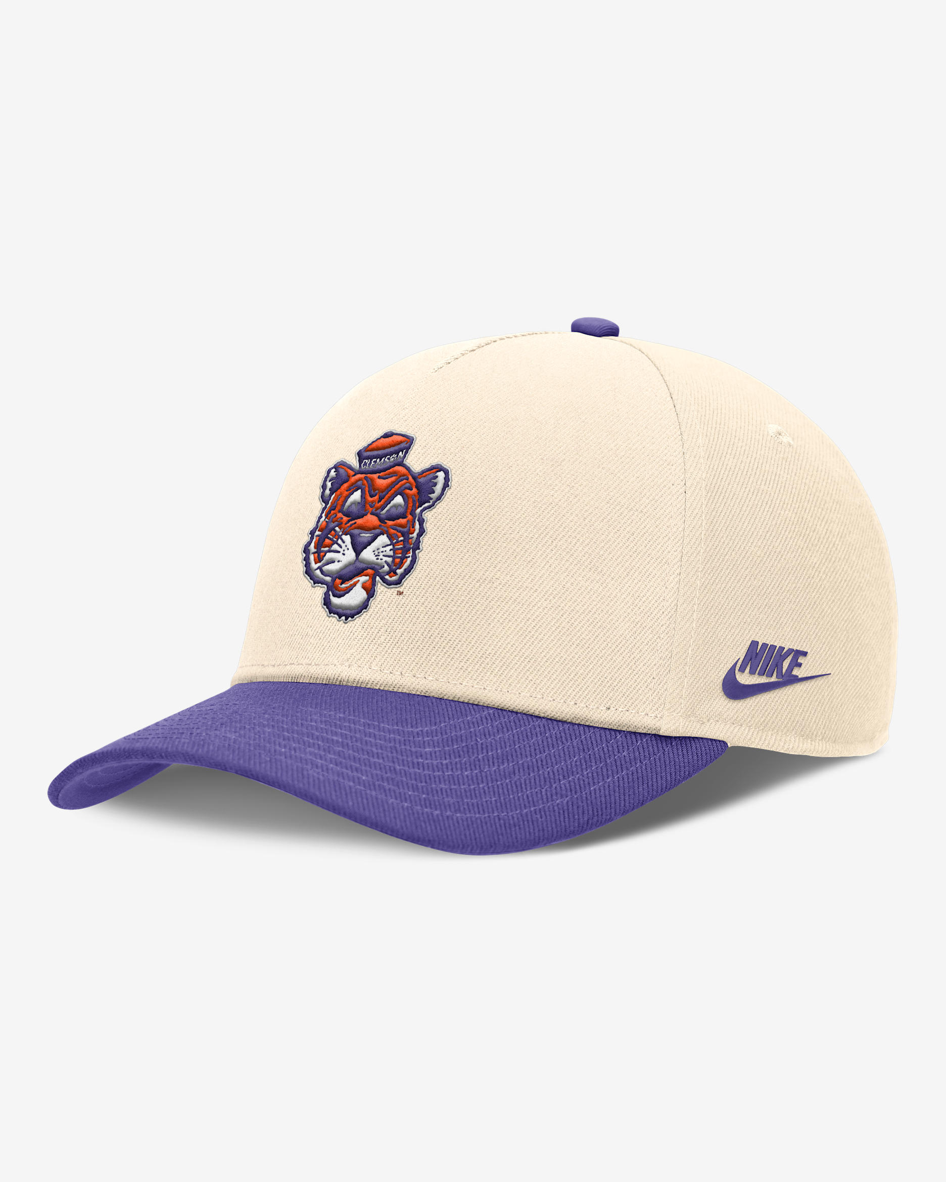 Clemson Primetime Rise Academic Men's Nike Dri-FIT College Adjustable Hat - Natural