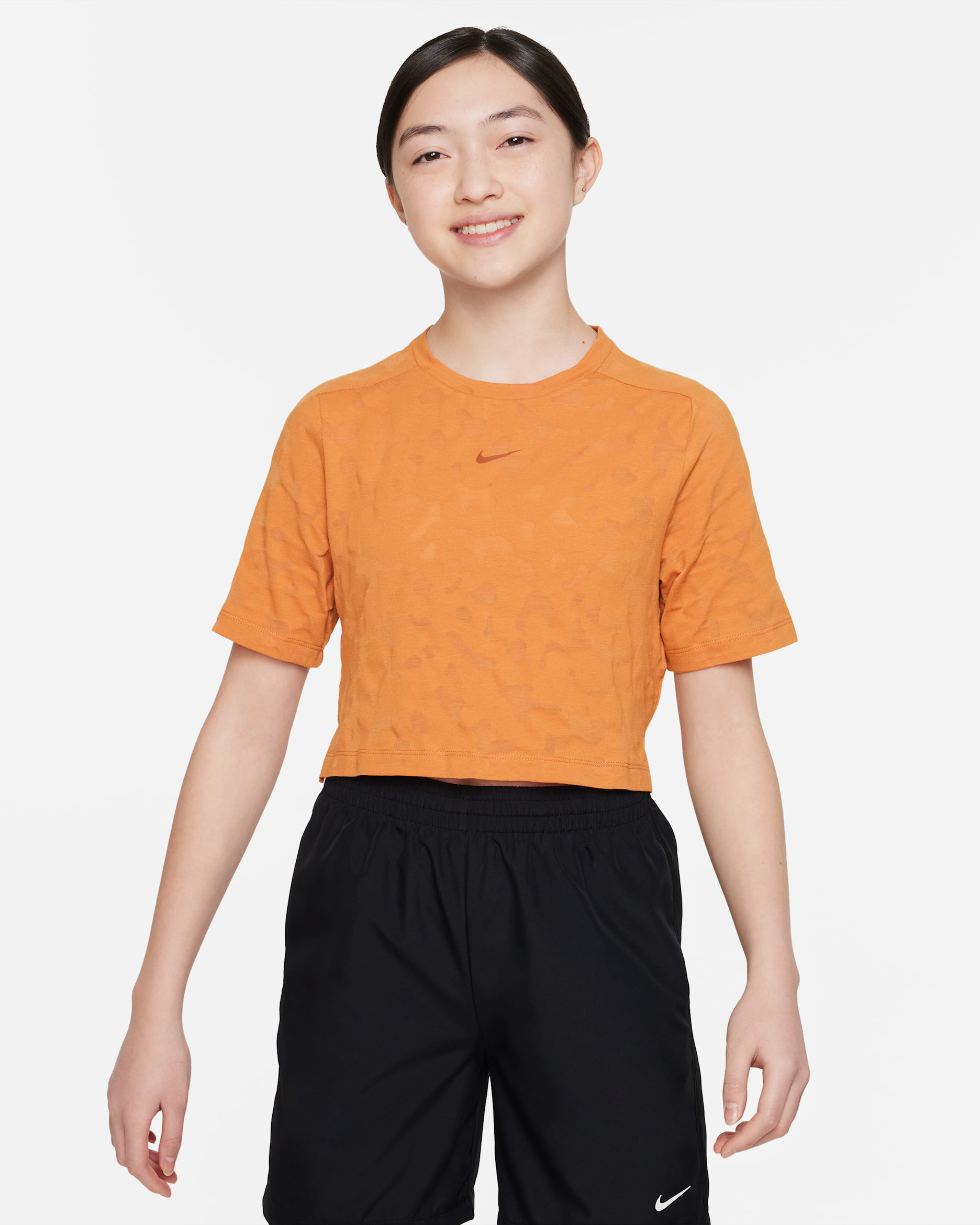 Nike Dri-FIT One Older Kids' (Girls') Training Top - Monarch/Dark Russet