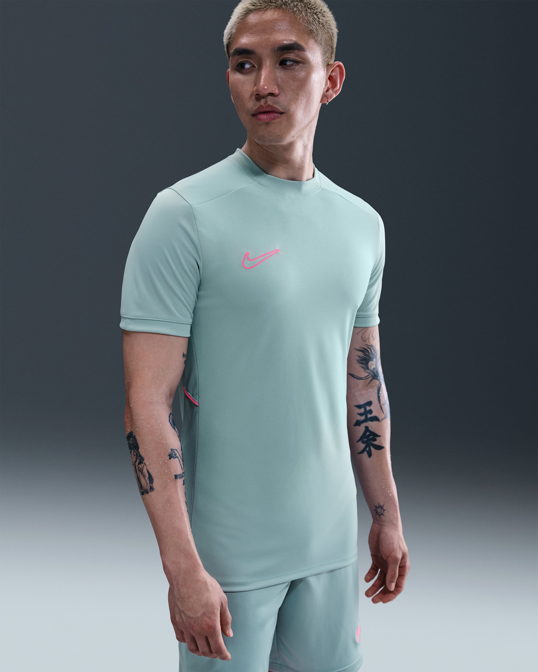 Nike Academy Men's Dri-FIT Short-Sleeve Football Top - Ocean Cube/Ocean Cube/Hyper Pink/Hyper Pink