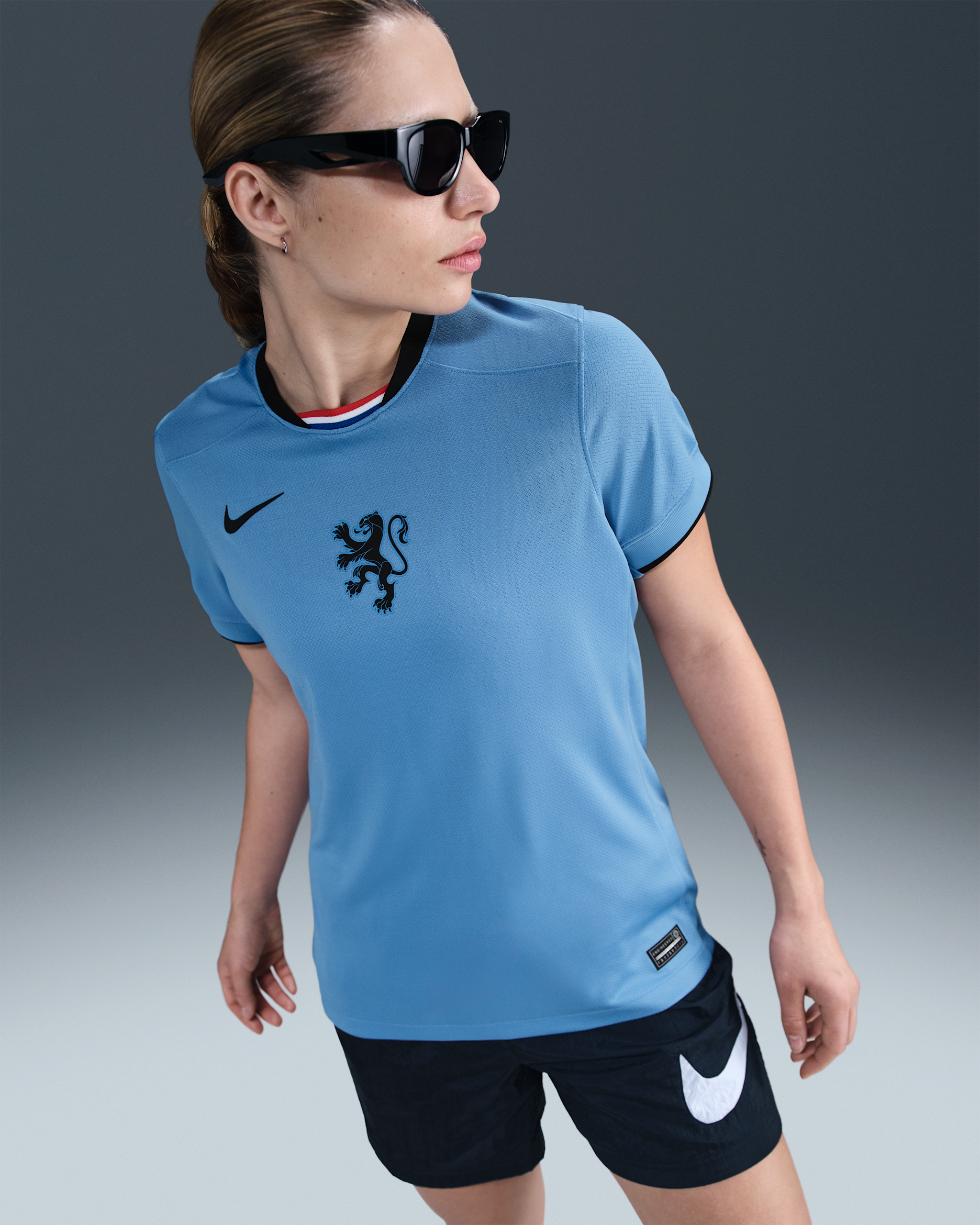 Niederlande 2025 Stadium Away (Frauenteam) Nike Dri-FIT Replika-Fußballtrikot (Damen) - Blue Beyond/Schwarz
