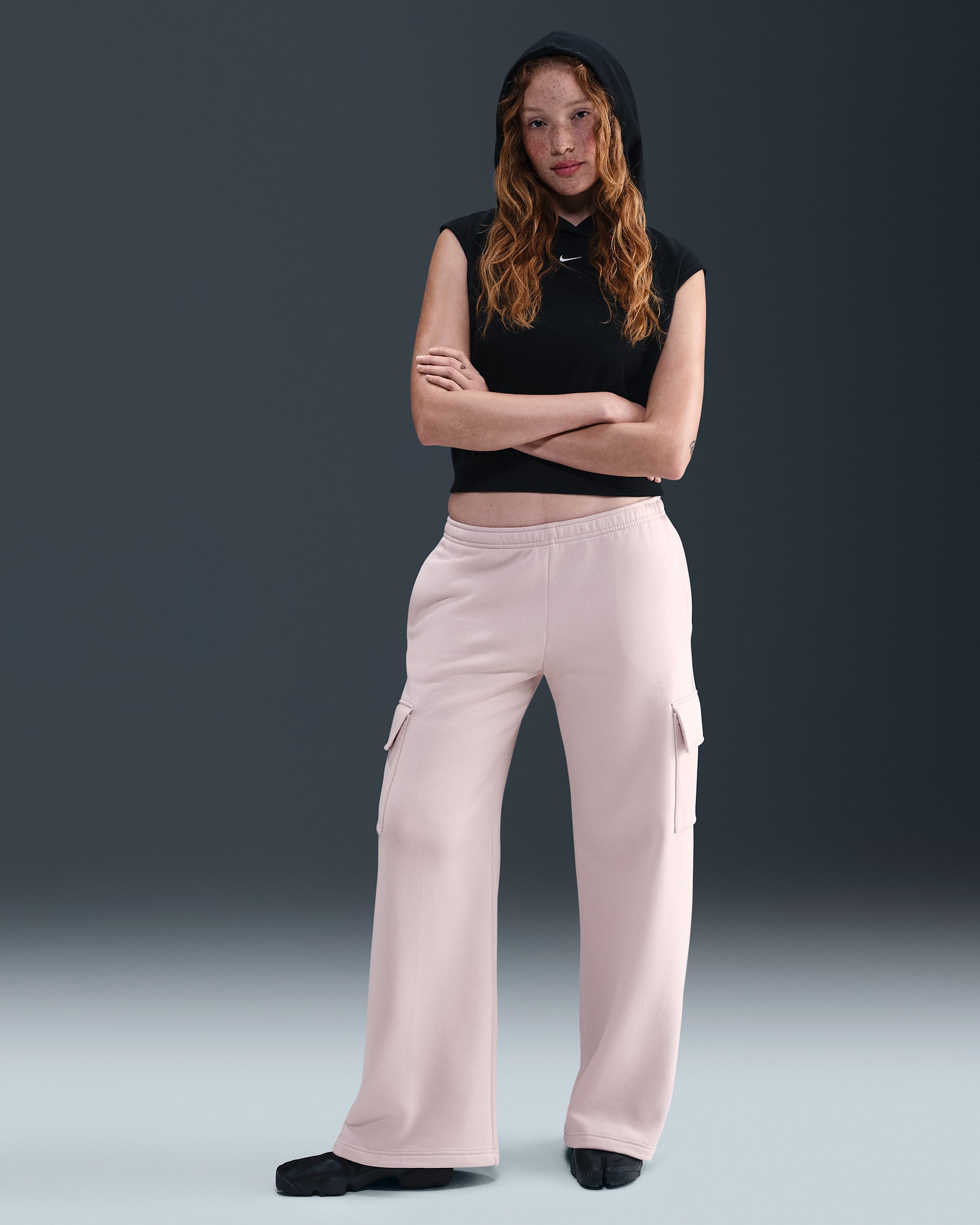 Pantalones deportivos cargo para mujer Nike Sportswear Phoenix Fleece - Rojo sedimento/Vela