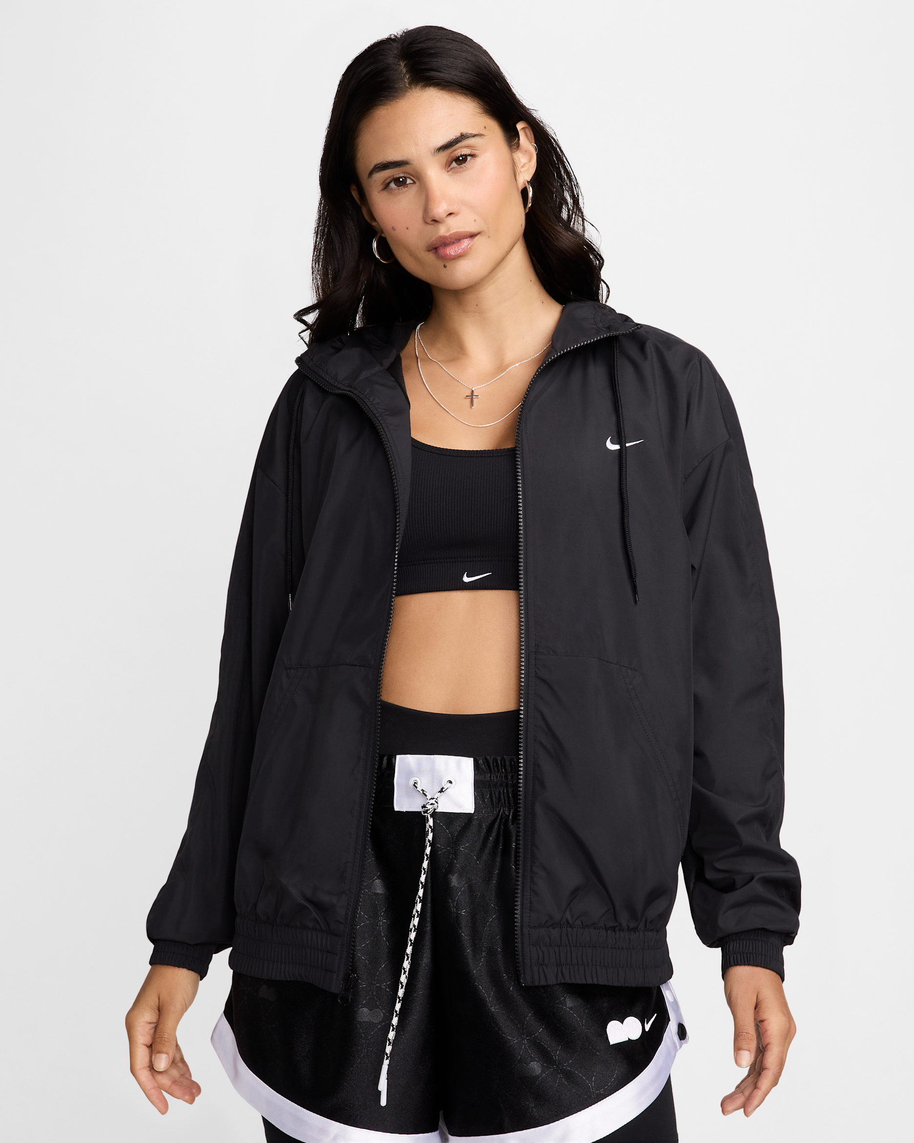 Nike Sportswear Classic Wovens Women's Loose UV Hooded Jacket - Black/White