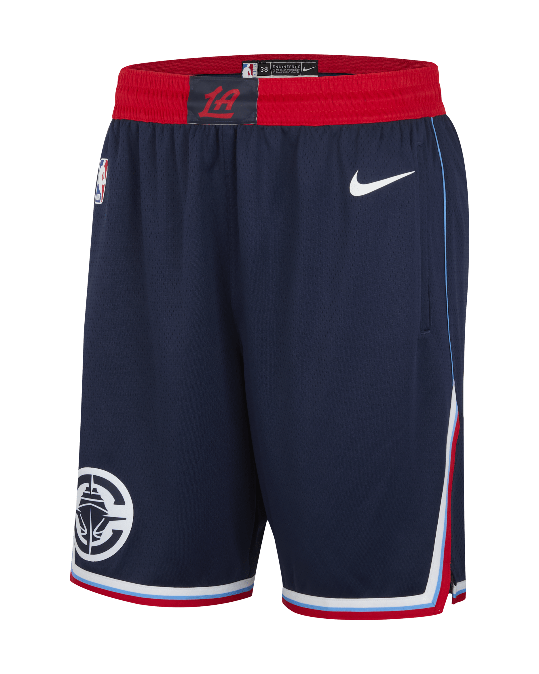 Shorts Nike Dri-FIT de la NBA Replica para hombre LA Clippers 2024/25 Swingman Icon Edition - Azul marino universitario/Blanco