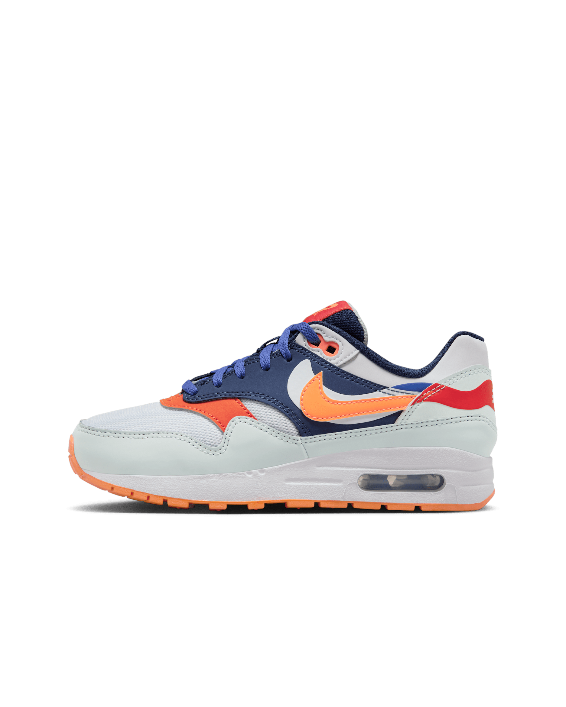 Nike Air Max 1 SE Older Kids' Shoes - Light Silver/Midnight Navy/Astronomy Blue/Total Orange