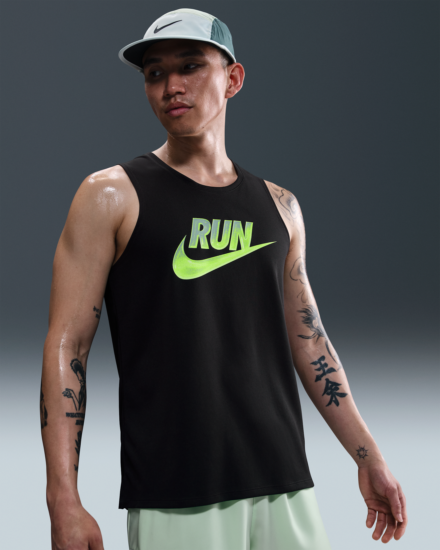 나이키 마일러 런 에너지 남성 드라이 핏 러닝 탱크 탑 - 블랙