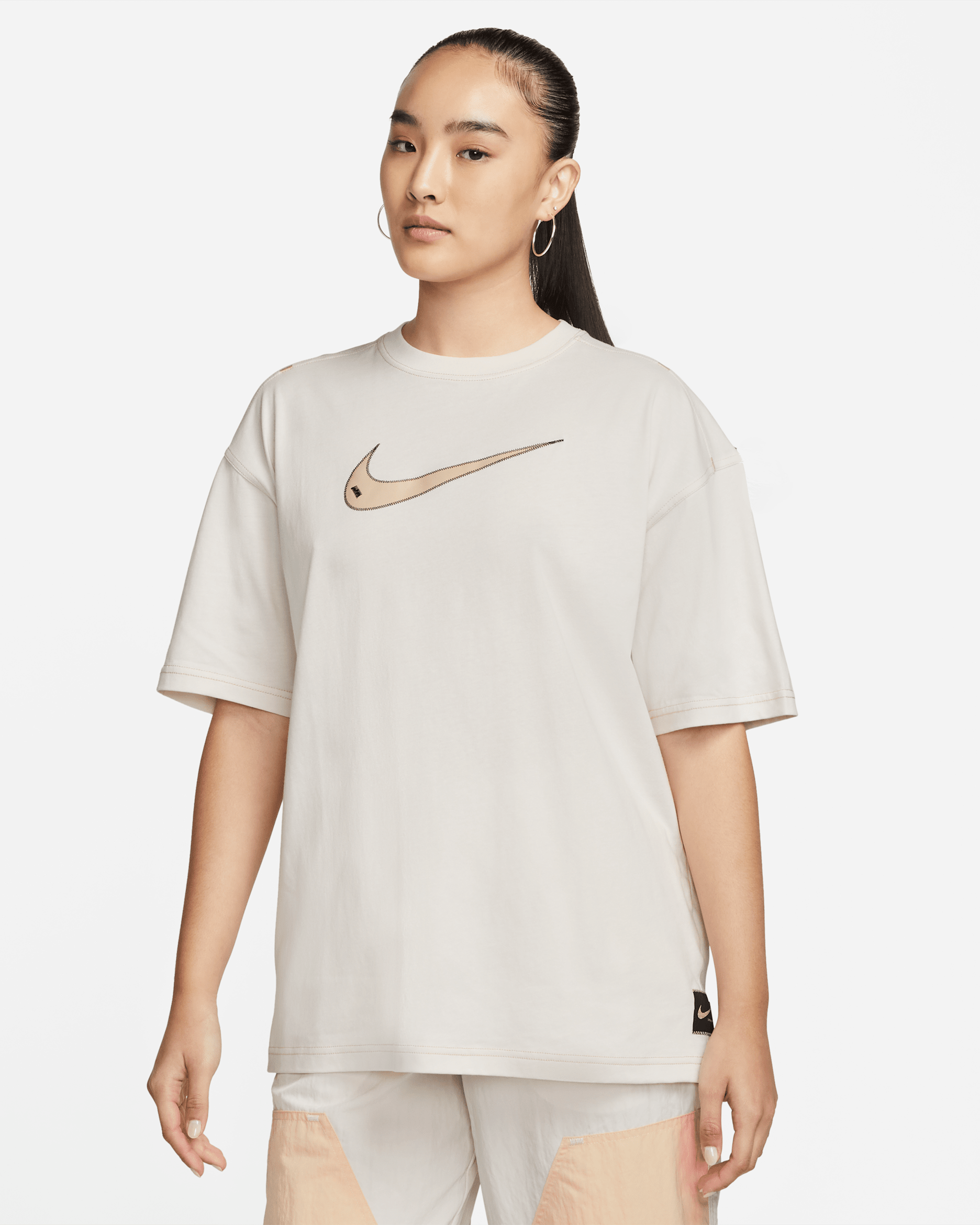 Nike Sportswear Swoosh Women's Short-Sleeve Top - Phantom/Black/Sand Drift/Sand Drift