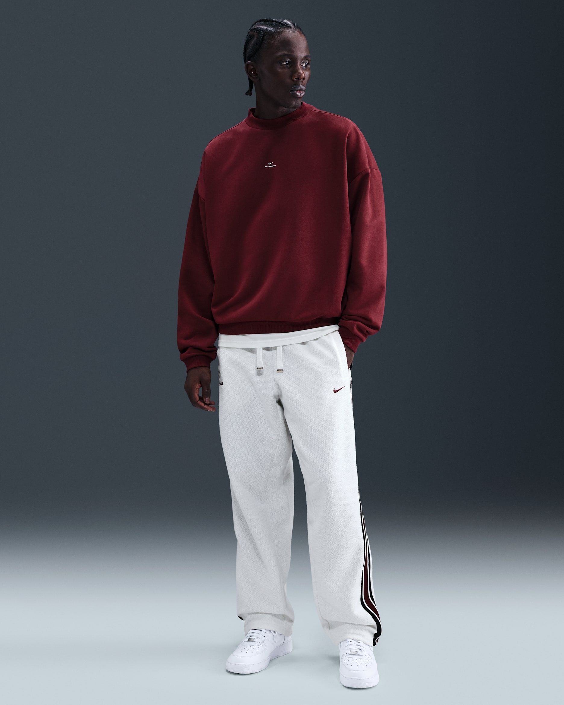 LeBron Standard Issue Men's Therma-FIT Basketball Trousers - Sail/Dark Team Red