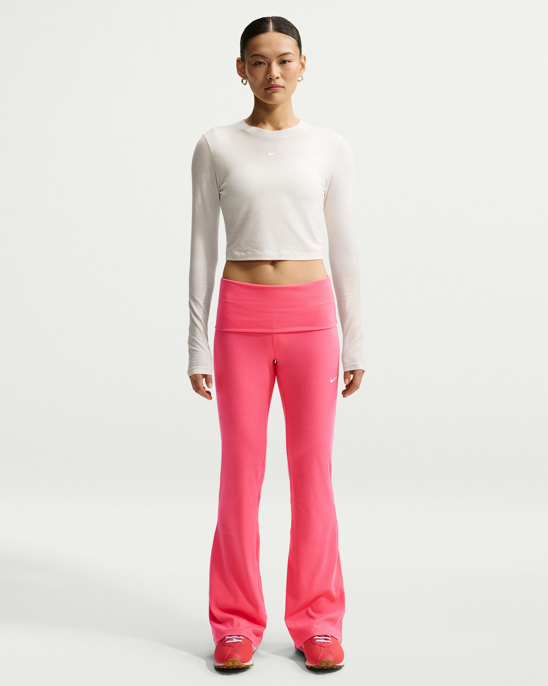 Nike Sportswear Chill Knit Women's Mid-Rise Tight Ribbed Pants - Sea Coral/Sail