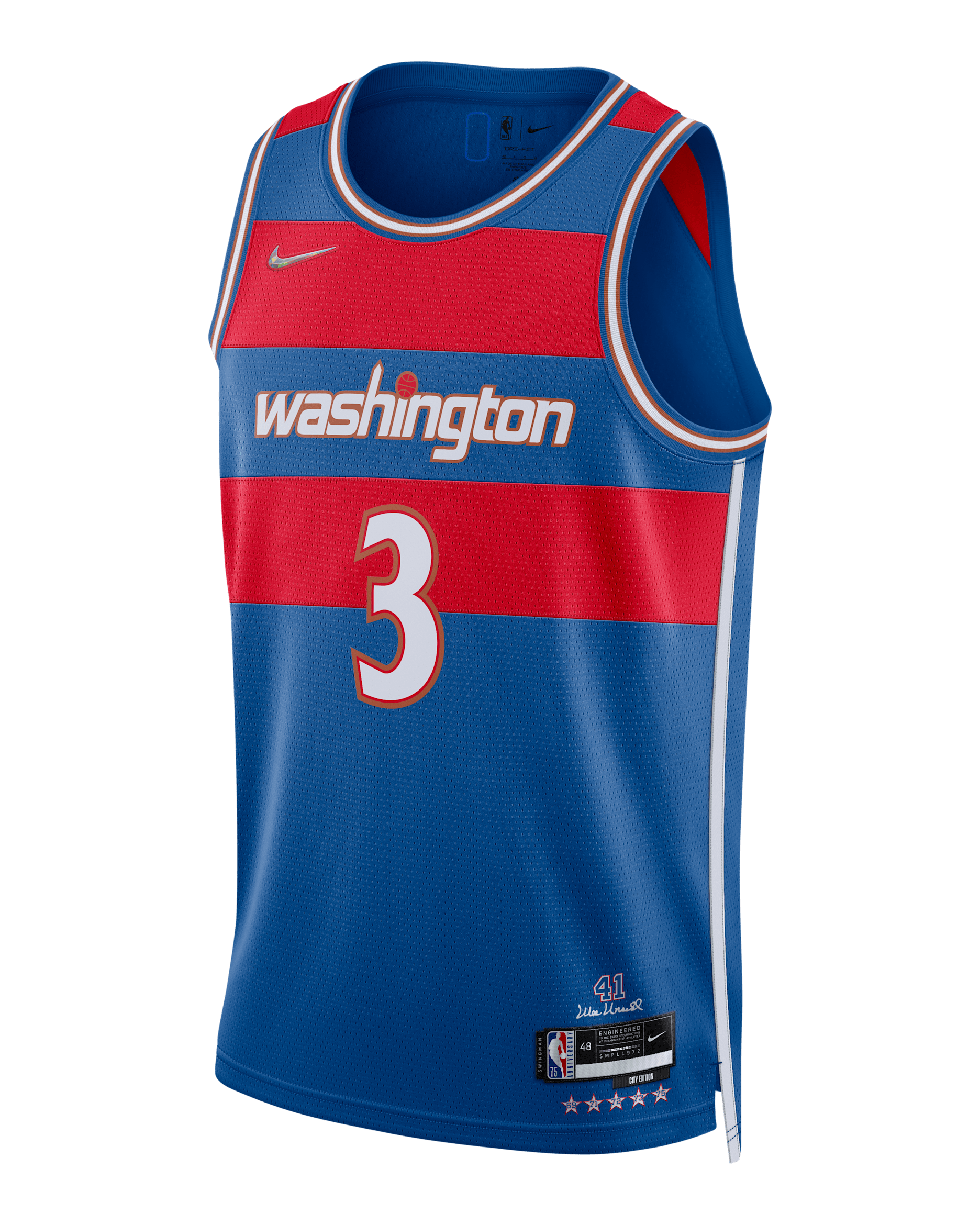 Washington Wizards City Edition Nike Dri-FIT NBA Swingman Jersey - Team Royal/University Red/White