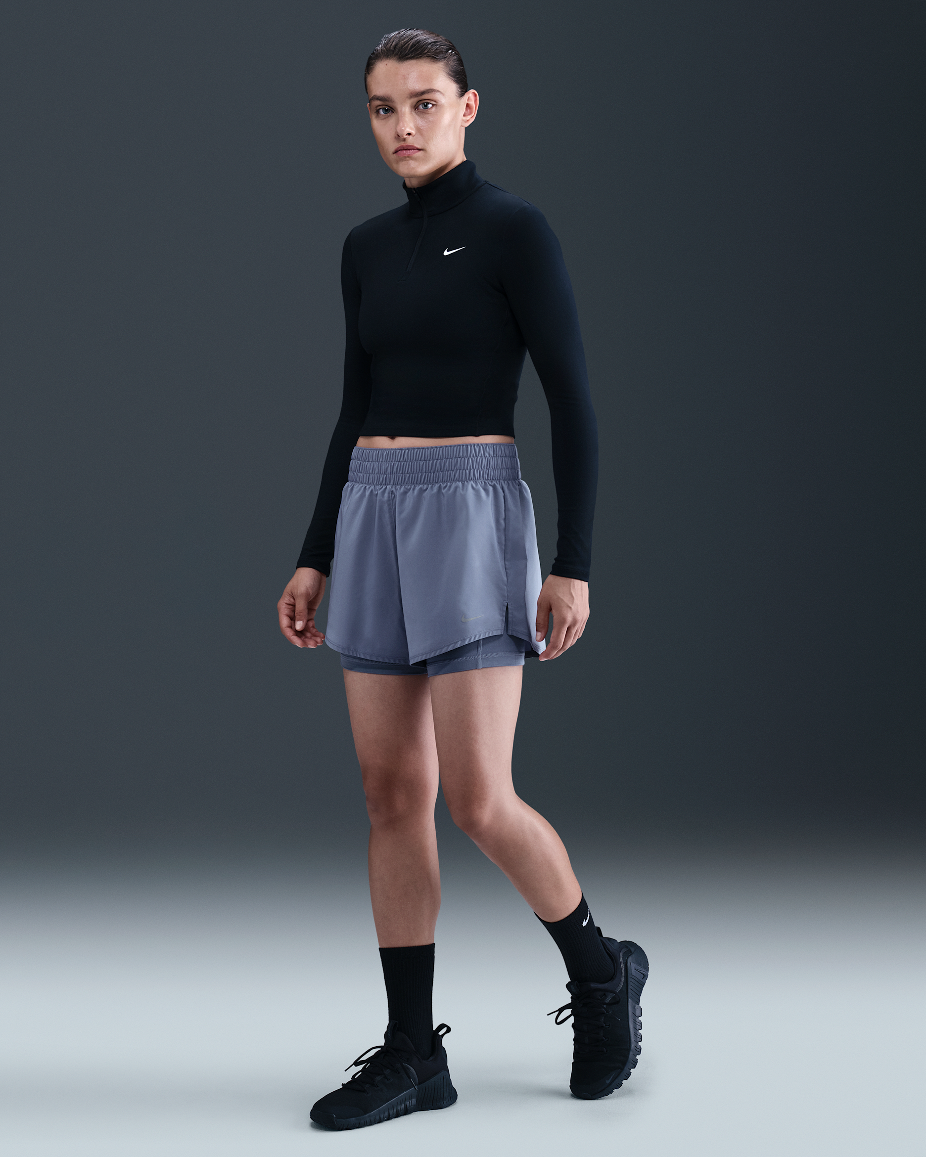 Nike One Women's Dri-FIT High-Waisted 3" 2-in-1 Shorts - World Indigo