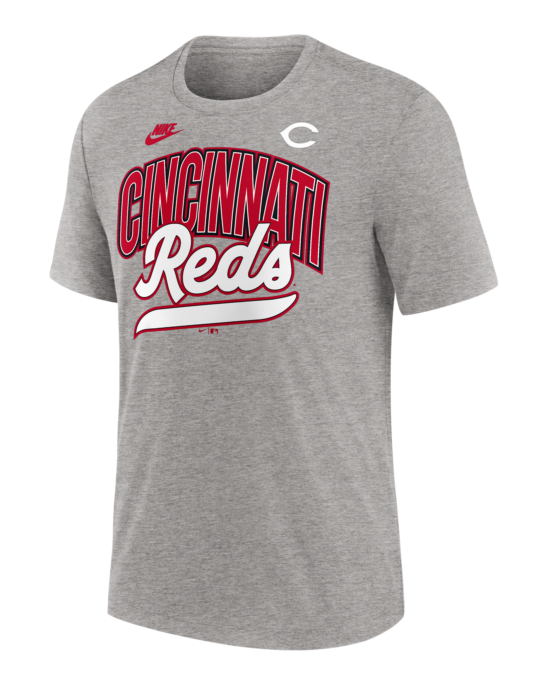 Playera Nike de la MLB para hombre Cincinnati Reds Cooperstown Retro - Gris jaspeado