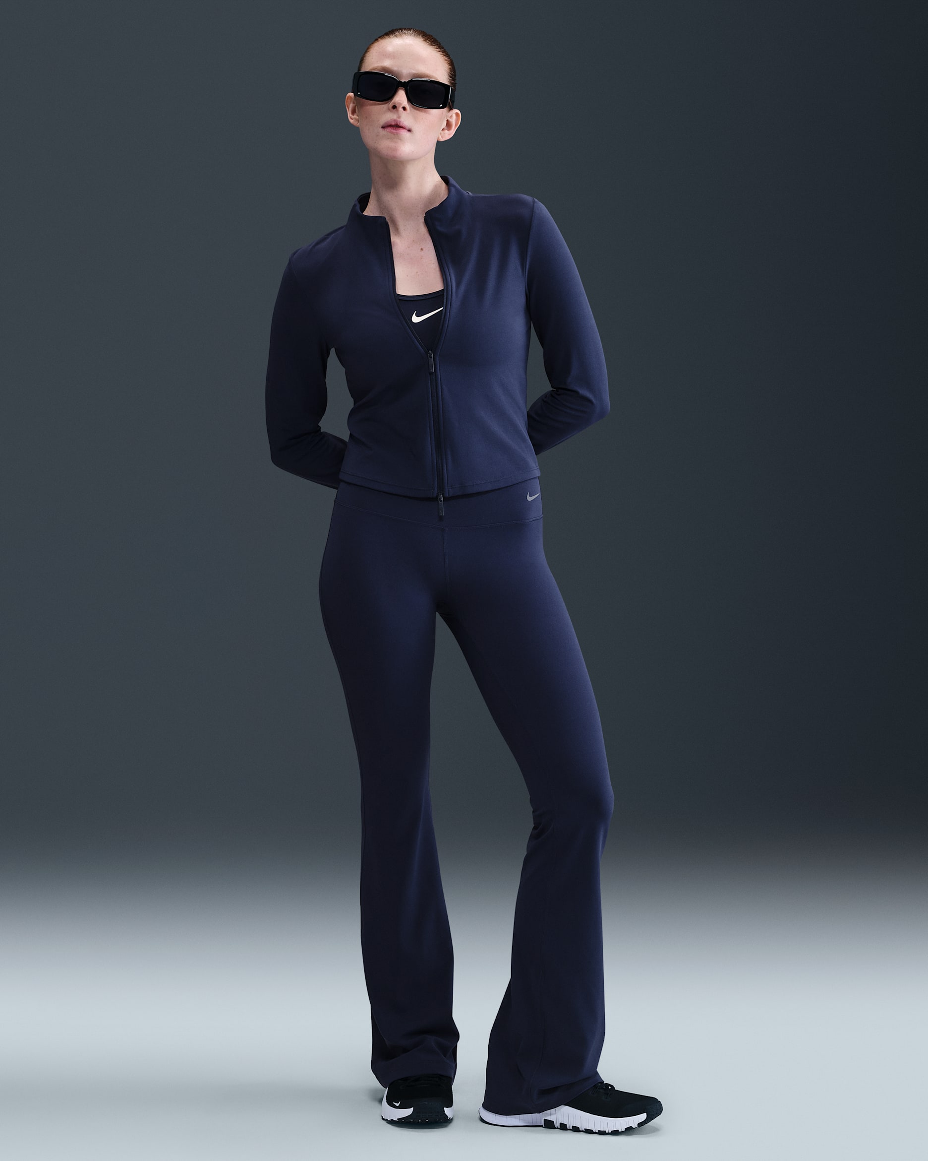 Nike Zenvy Women's High-Waisted Flared Leggings - Midnight Navy/Black