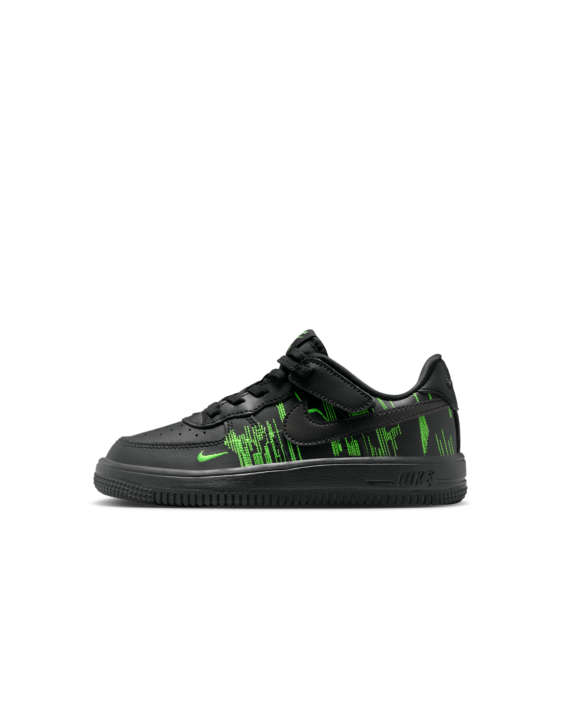 Nike Force 1 Low EasyOn LV8 4 小童鞋款 - 黑色/Green Strike/Vivid Purple/黑色