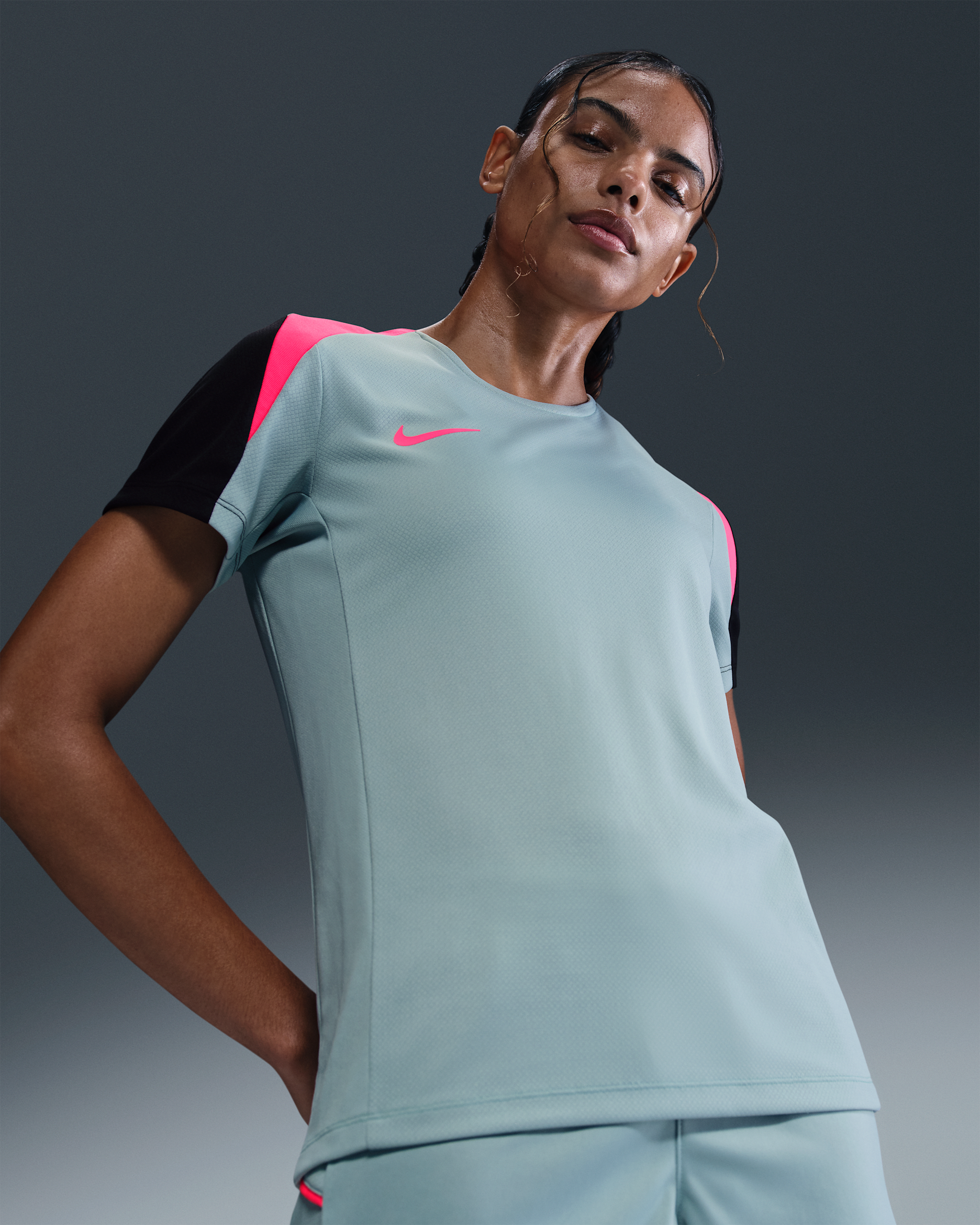 Nike Strike Women's Dri-FIT Short-Sleeve Football Top - Ocean Cube/Black/Hyper Pink/Hyper Pink