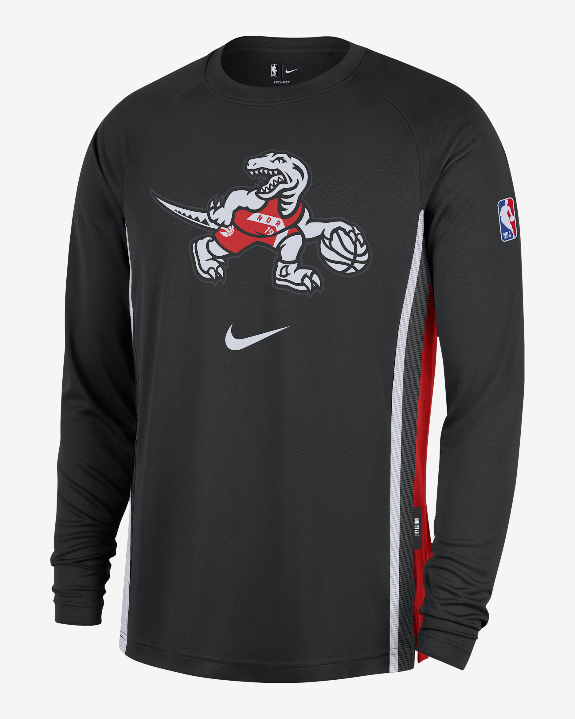 Toronto Raptors City Edition Men's Men's Nike Dri-FIT Long-Sleeve Top - Black/Chile Red/White
