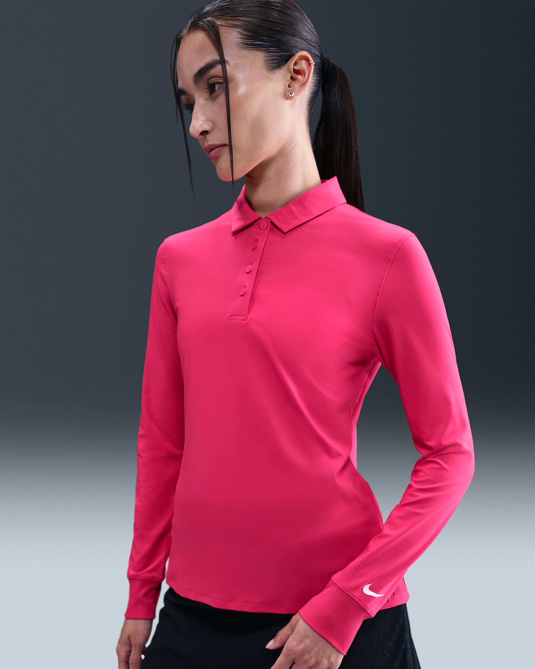 Nike Victory Women's Dri-FIT Long-Sleeve Polo - Rush Pink/White