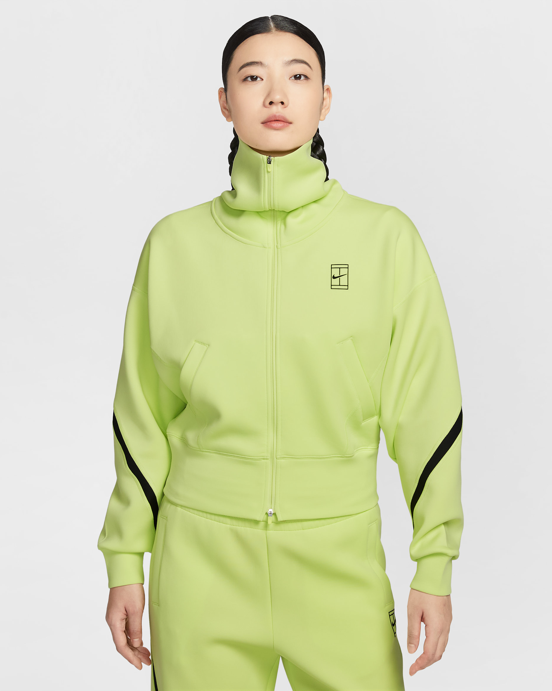 Nike Advantage Women's Dri-FIT Full-Zip Tennis Jacket - Light Lemon Twist/Light Lemon Twist/Black