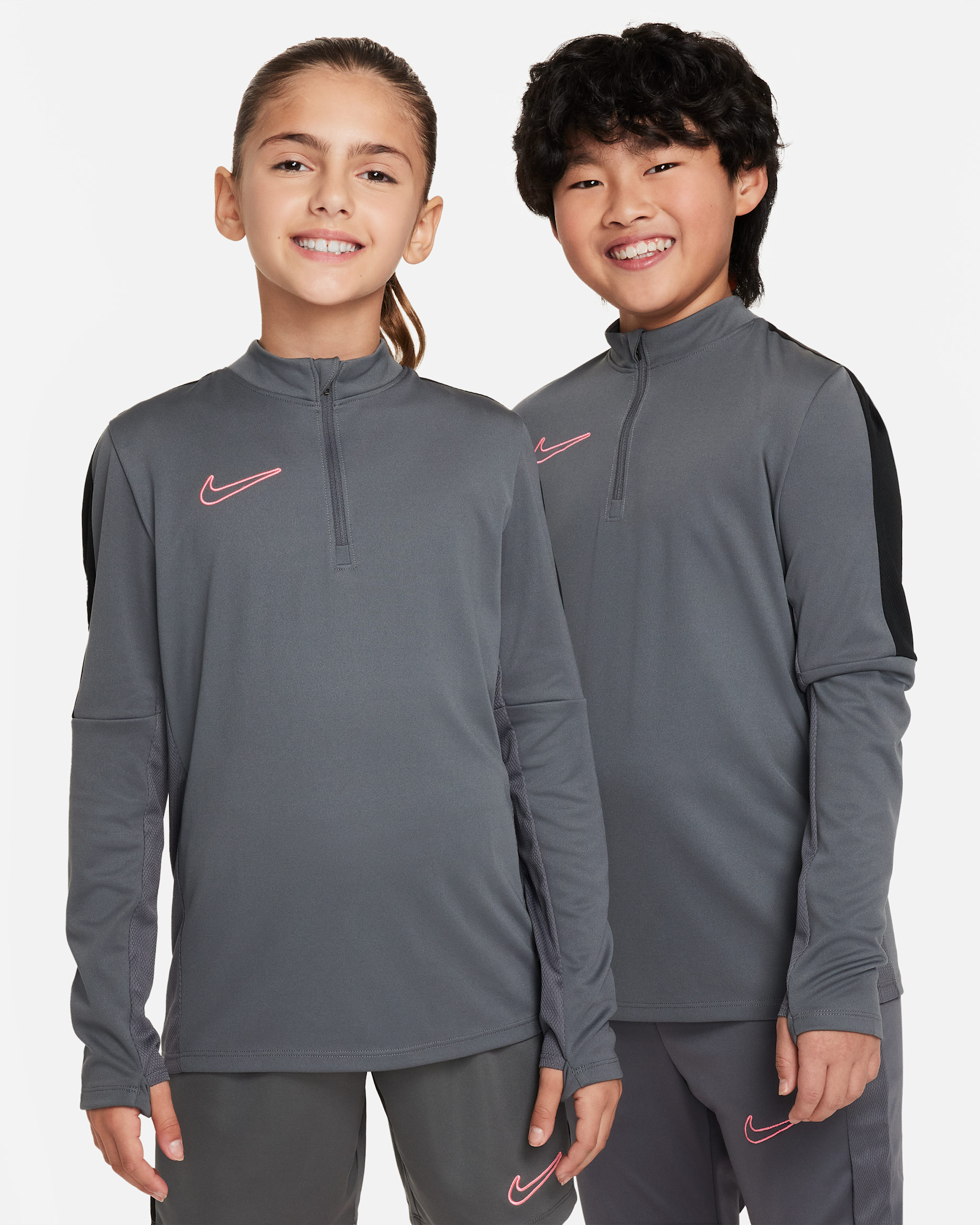 Nike Dri-FIT Academy Older Kids' Football Drill Top - Iron Grey/Black/Sunset Pulse