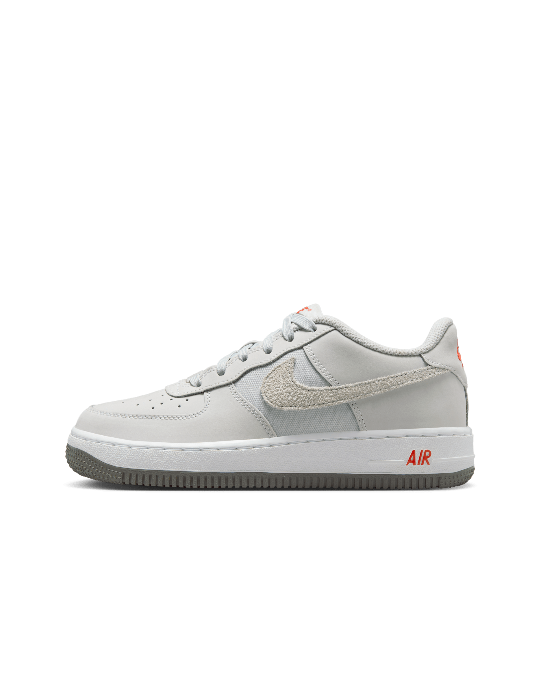 Tenis para niños grandes Nike Air Force 1 LV8 - Polvo fotón/Blanco/Rojo picante/Polvo fotón