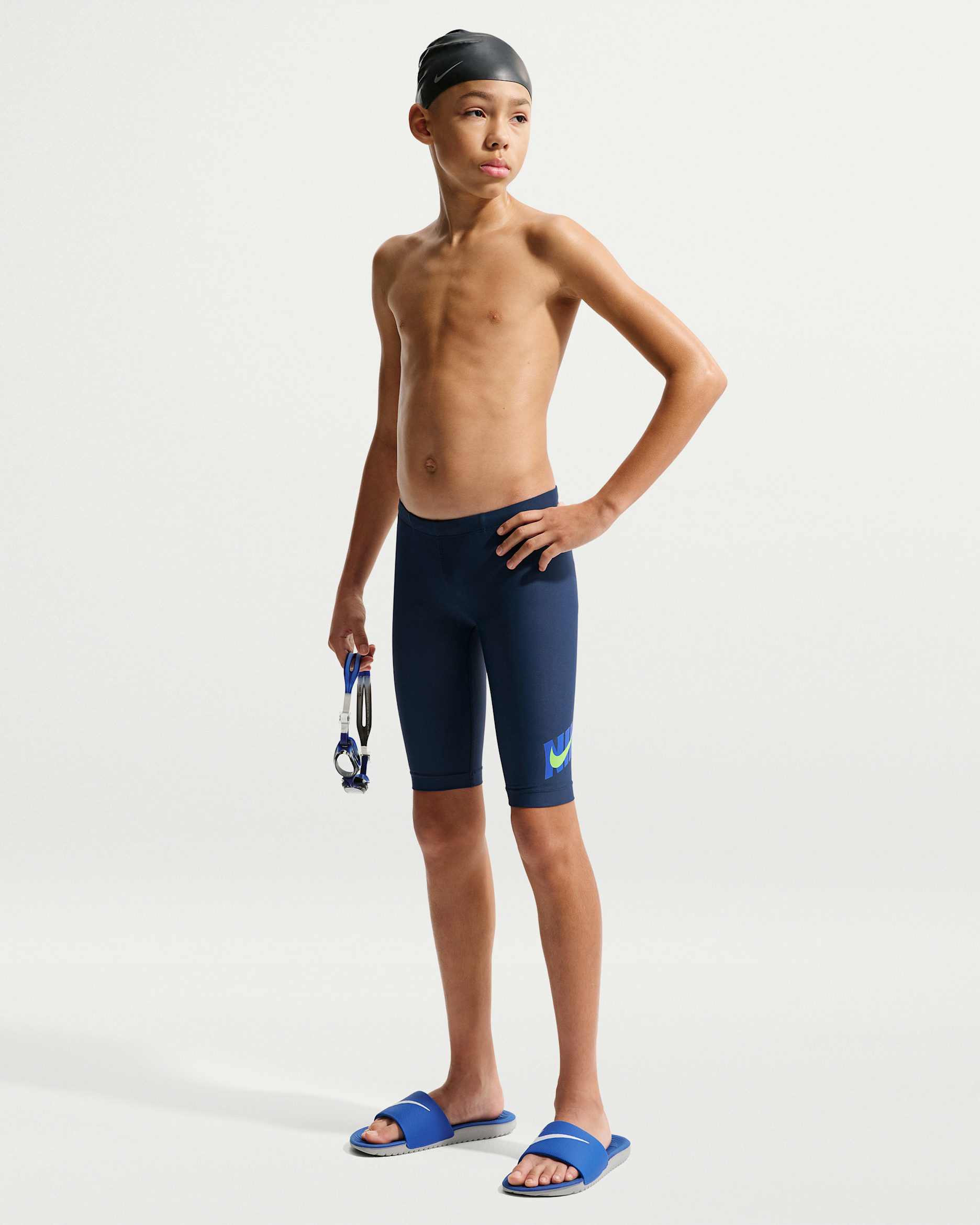Jammer para niño talla grande Nike Swim - Azul marino medianoche/Royal juego/Verde voltaje/Verde voltaje