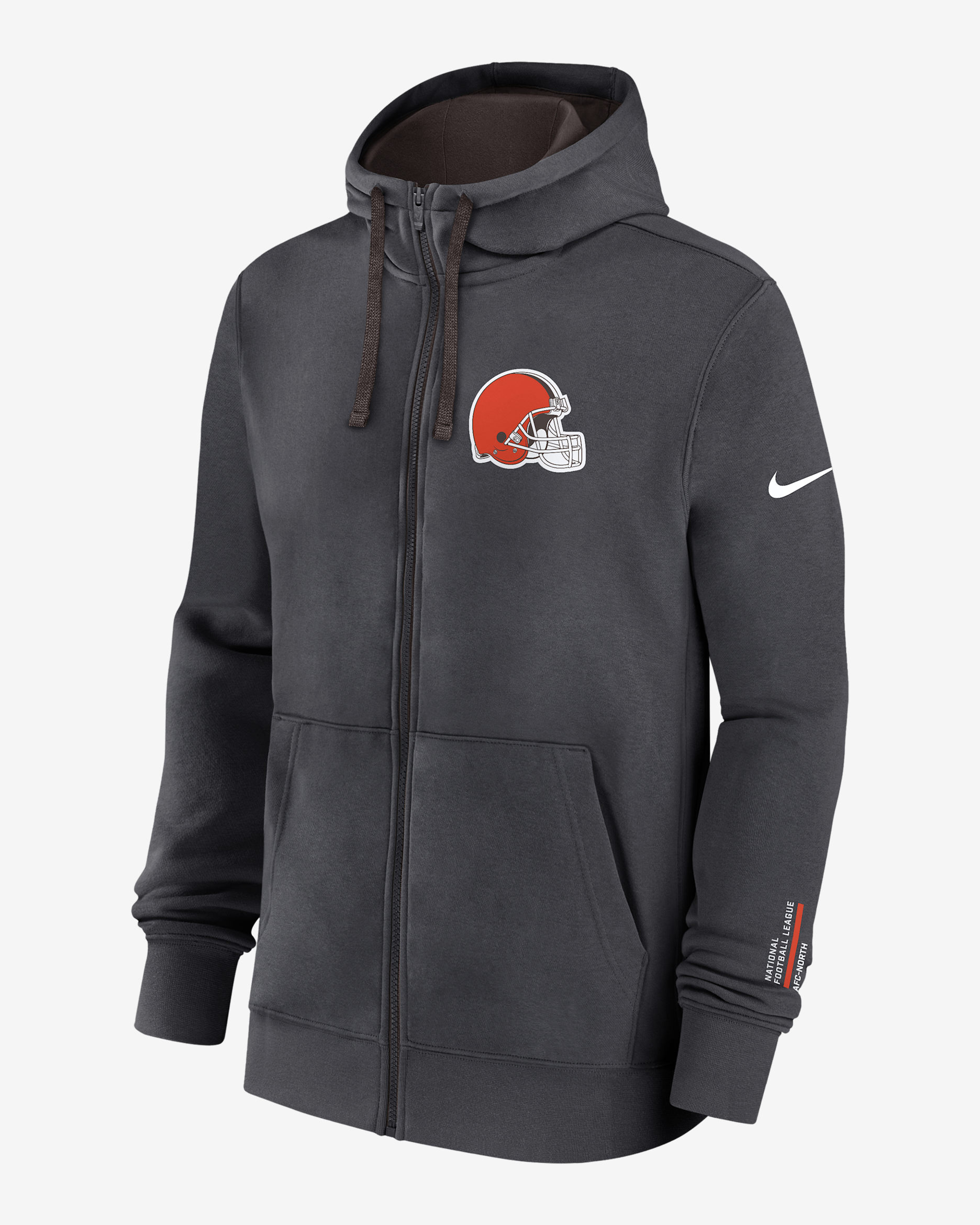 Cleveland Browns Playbook Page Club Men's Nike NFL Full-Zip Hoodie - Anthracite