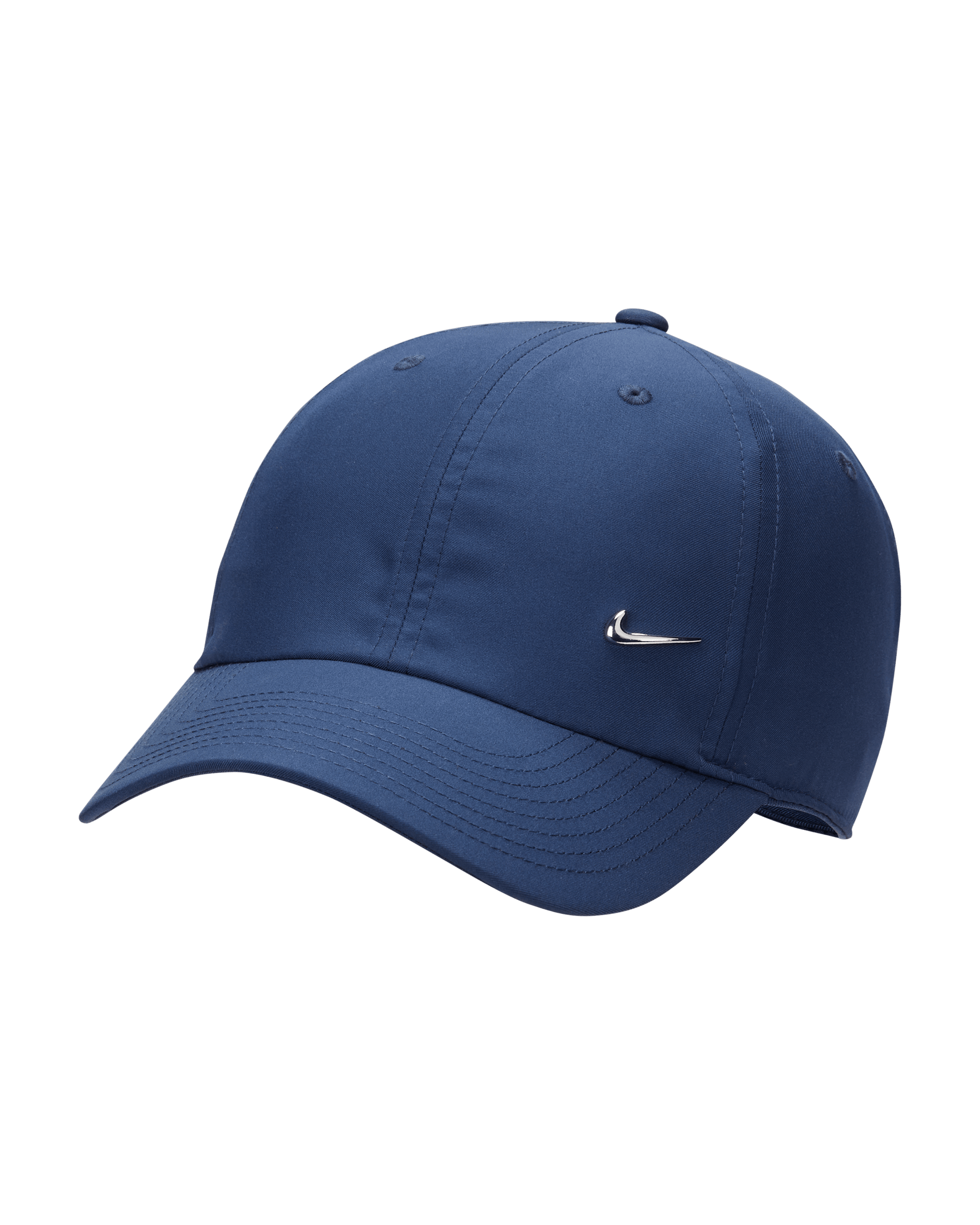 Nike Dri-FIT Club Gorra sin estructura con logotipo Swoosh metálico - Midnight Navy/Plata metalizado