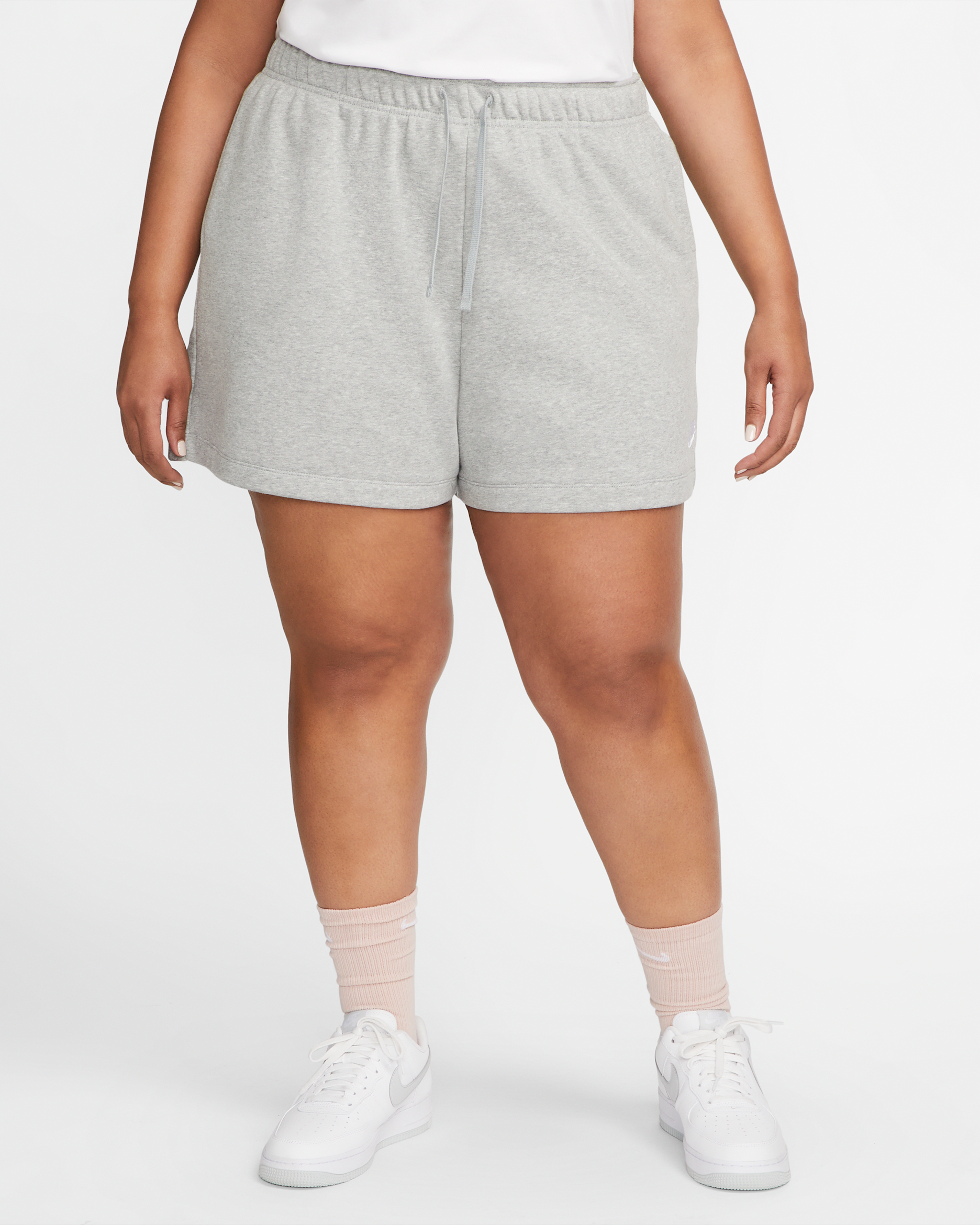 Nike Sportswear Club Fleece Women's Mid-Rise Shorts (Plus Size) - Dark Grey Heather/White