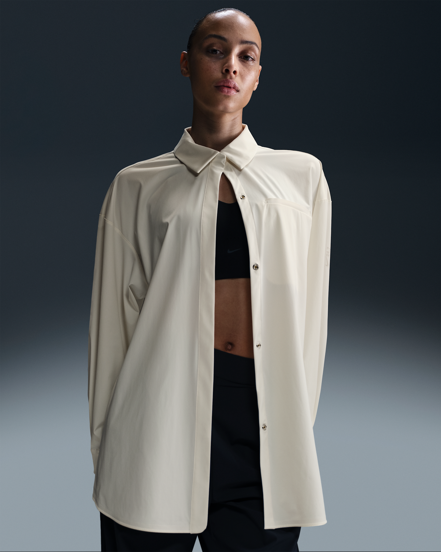 Nike 24.7 PerfectStretch Women's Dri-FIT Oversized Long-Sleeve Top - Sail/Light Bone