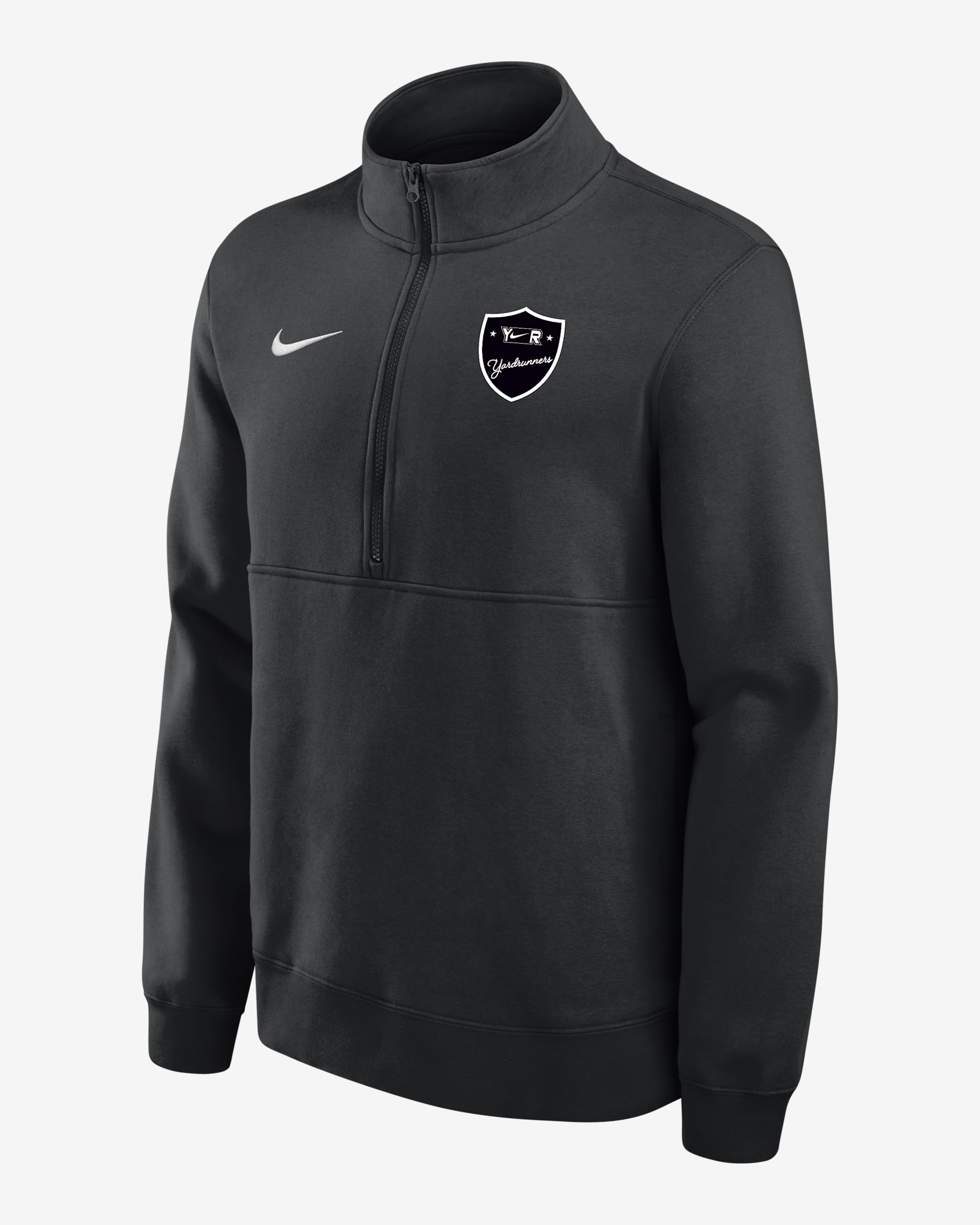 Playera de cierre de 1/4 para hombre Nike College Club Fleece (Yardrunners) - Negro