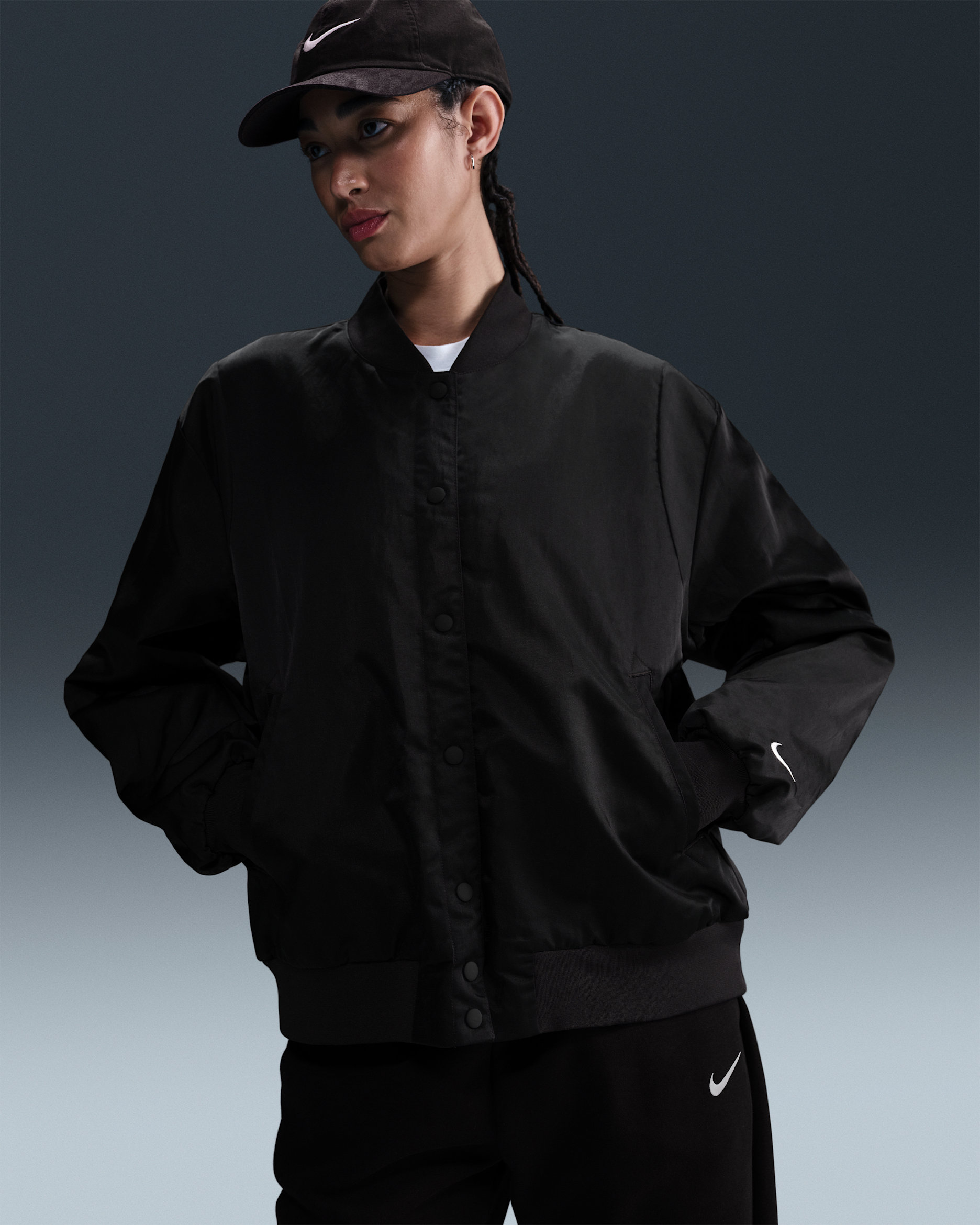 Nike Sportswear Destroyer Women's Oversized Woven Jacket - Black/White
