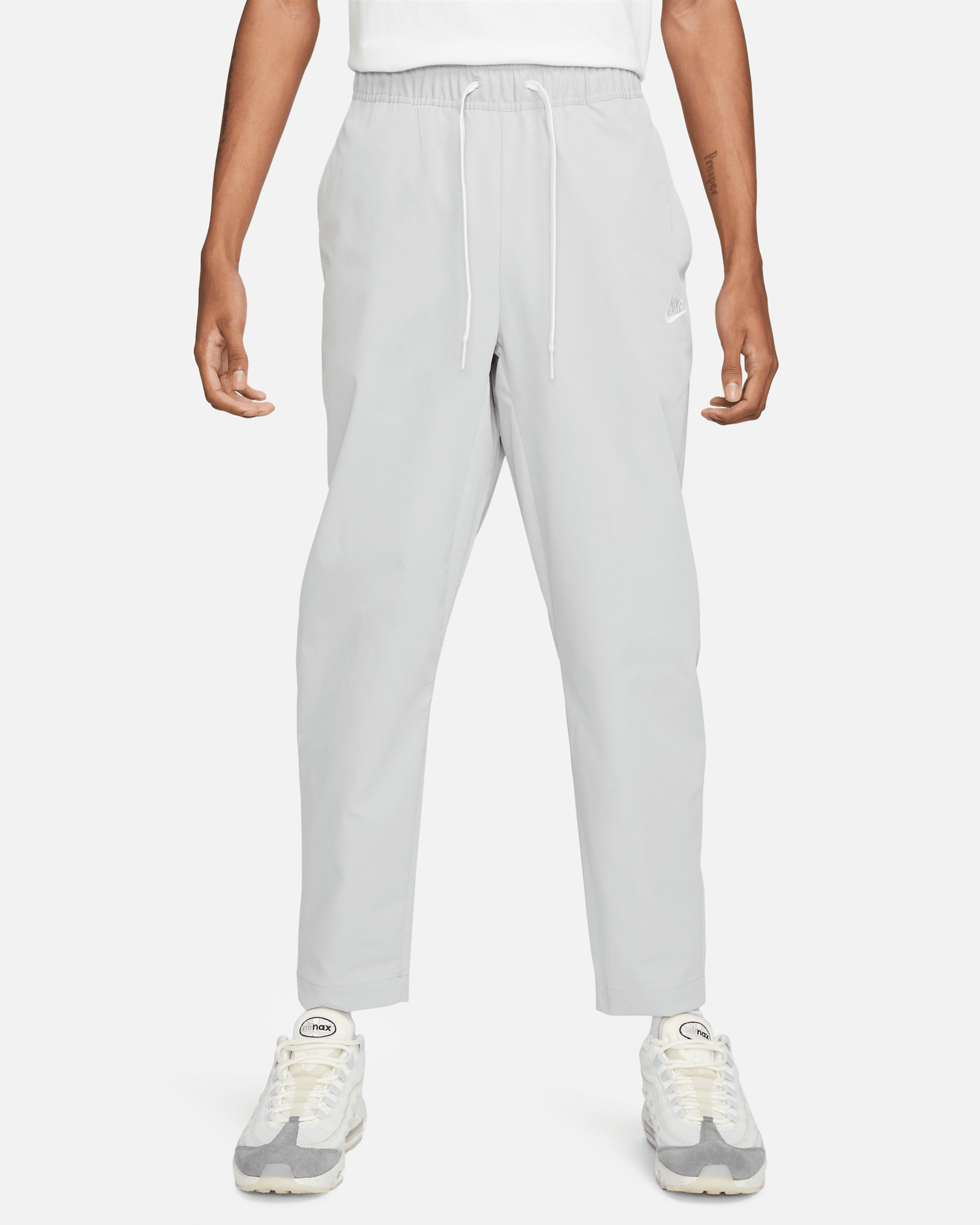 Nike Club Men's Woven Tapered Leg Pants - Light Smoke Grey/White