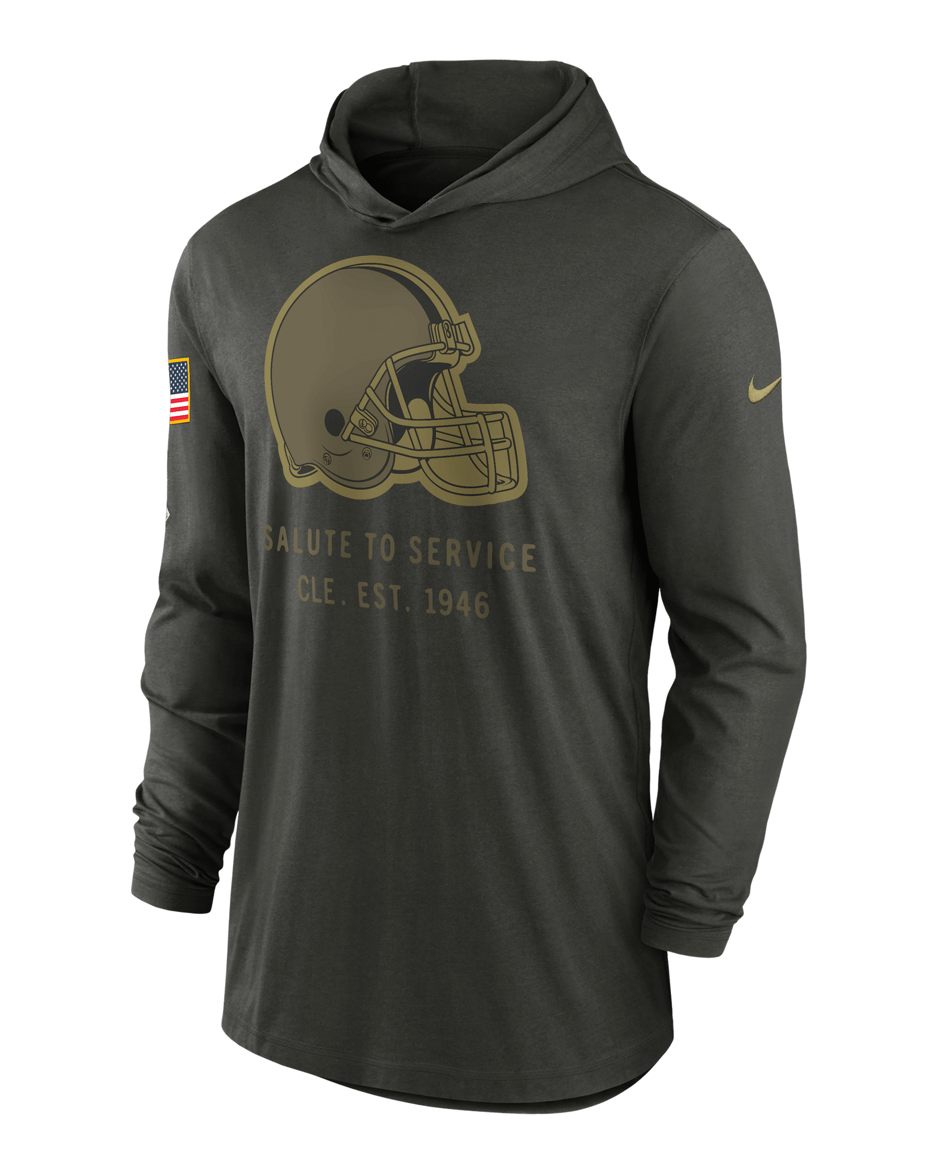 Cleveland Browns Salute to Service Sideline Men’s Nike Dri-FIT NFL Long-Sleeve Hooded Top - Forest Green