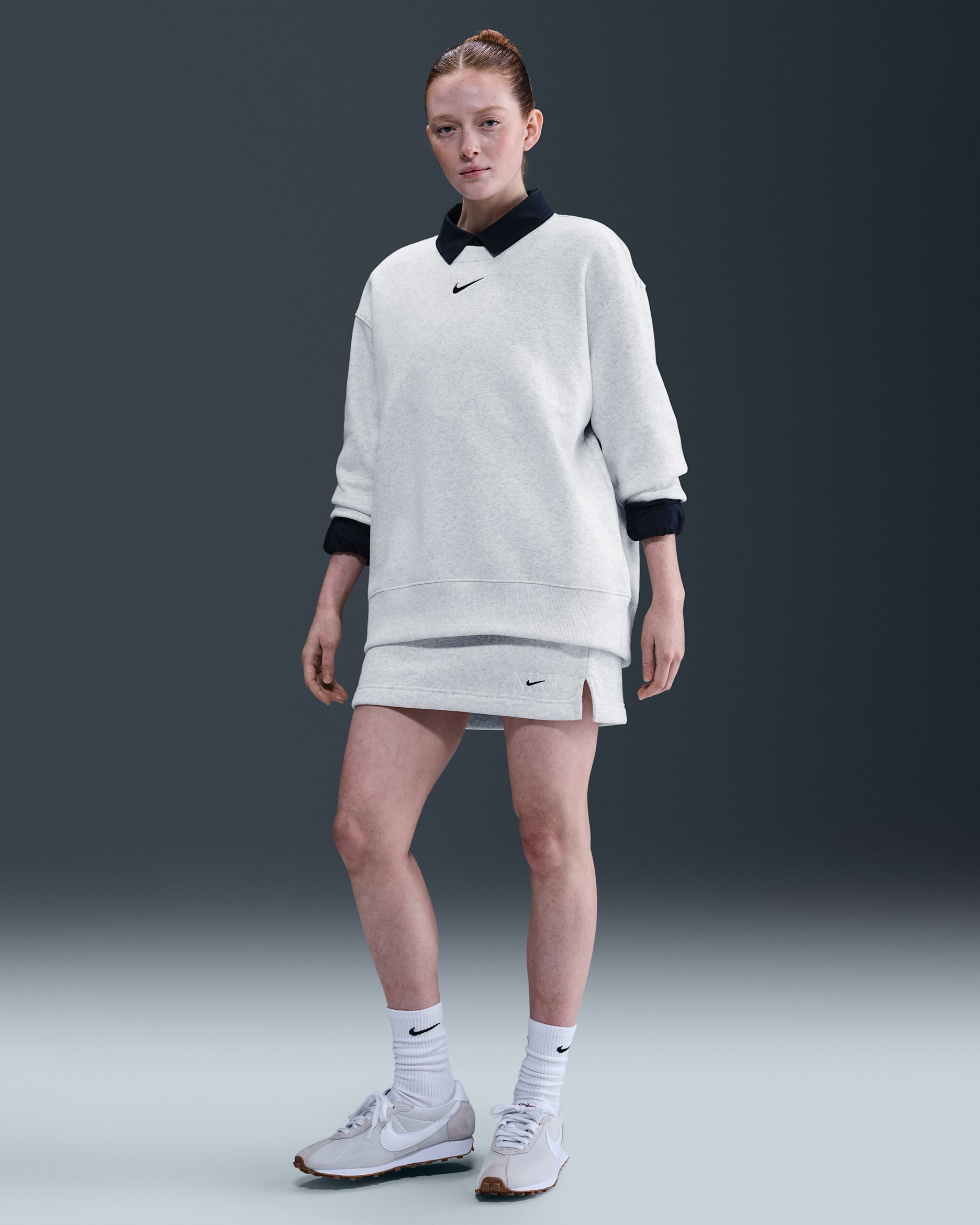 Nike Sportswear Phoenix Fleece Women's Skirt - Birch Heather/Midnight Navy