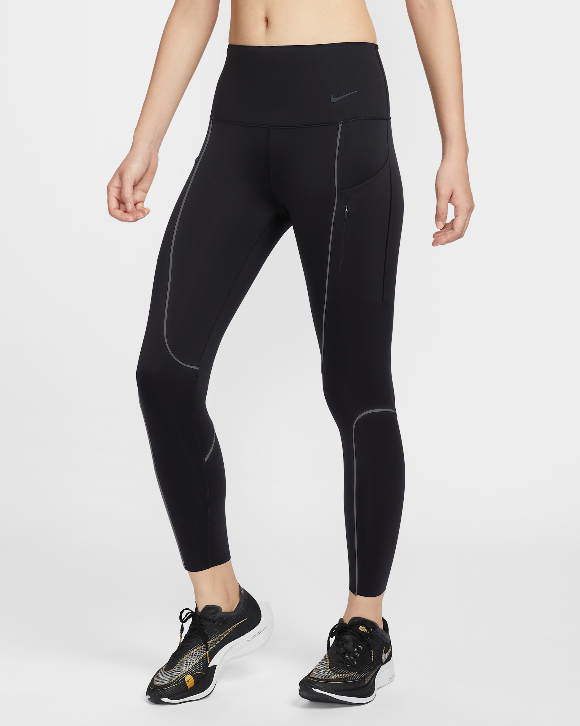 ナイキ ゴー ウィメンズ ハイウエスト アンクル (9分丈) レギンス ポケット付き - ブラック