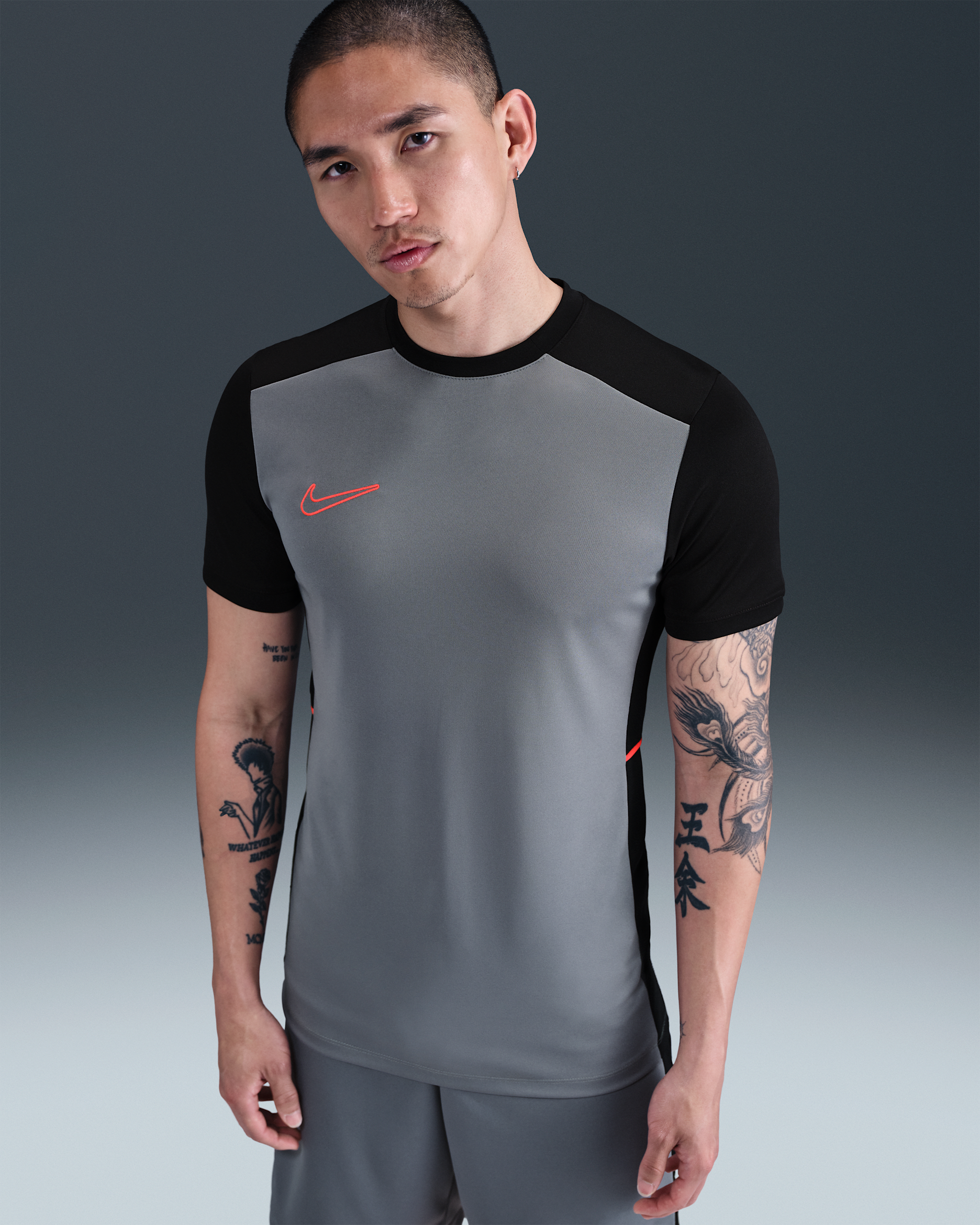 Nike Academy Men's Dri-FIT Short-Sleeve Soccer Top - Cool Grey/Black/Bright Crimson/Bright Crimson