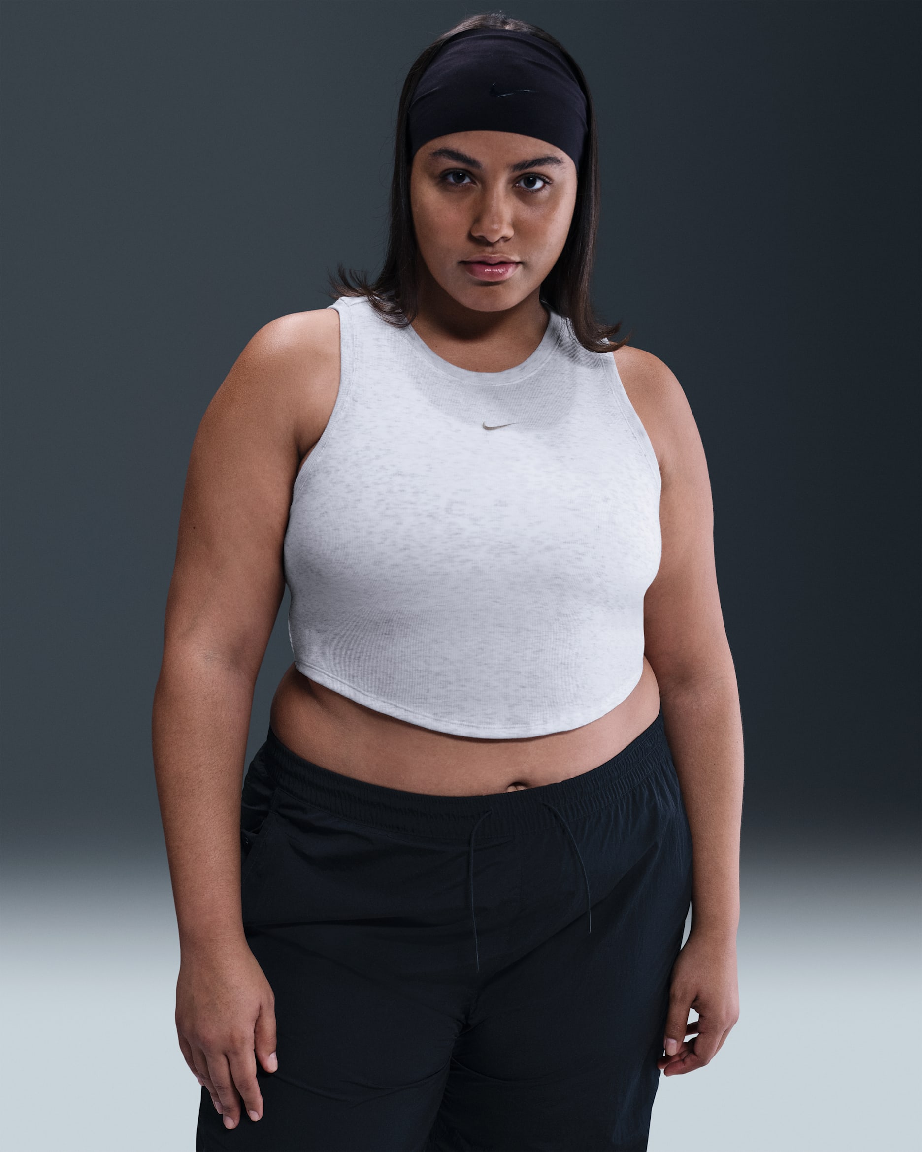 Nike Sportswear Chill Knit Camiseta de tirantes corta y ceñida con elástico mini (Talla grande) - Mujer - Birch Heather/Light Orewood Brown