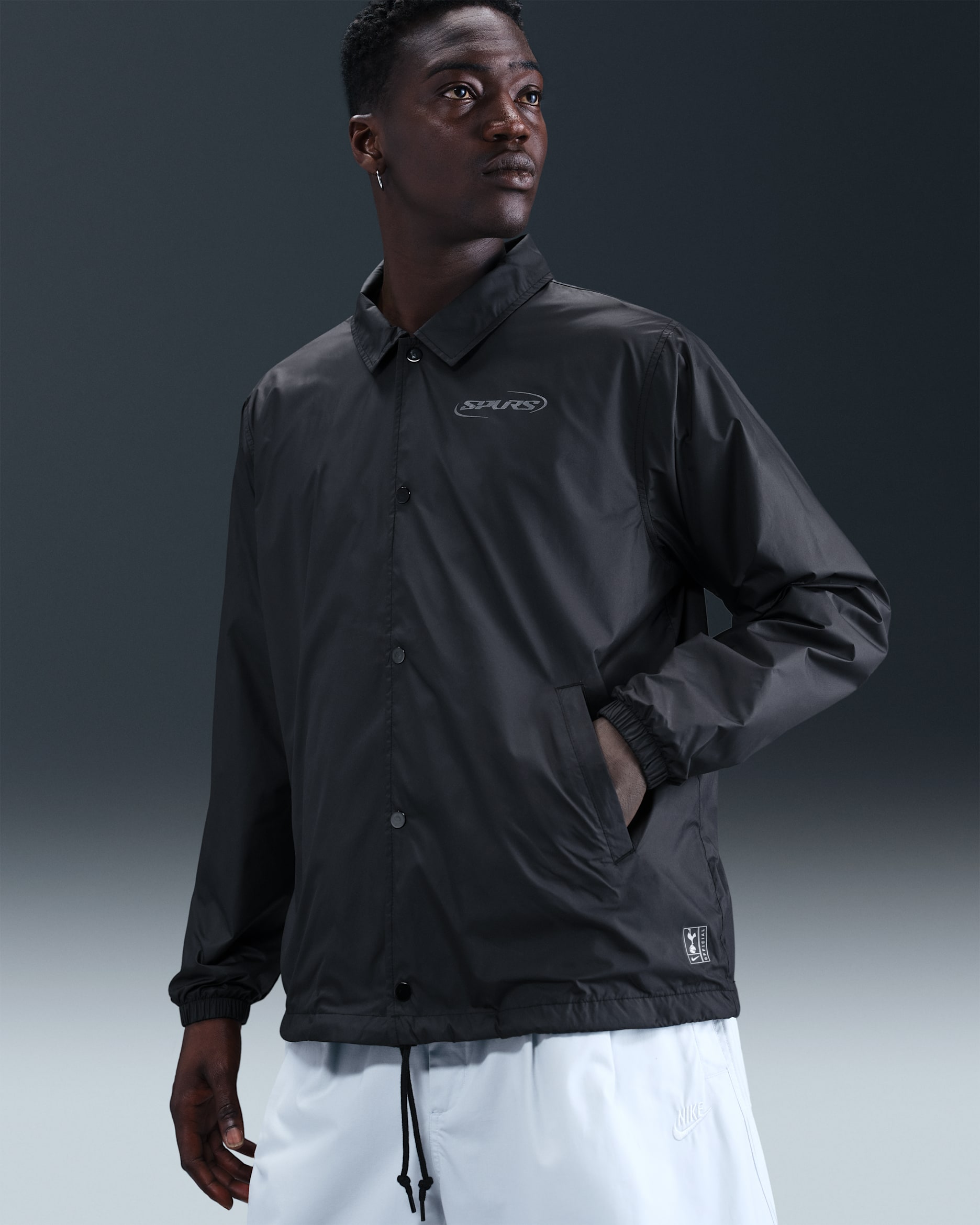 Męska piłkarska kurtka trenerska Nike Tottenham Hotspur Club - Czerń/Czerń
