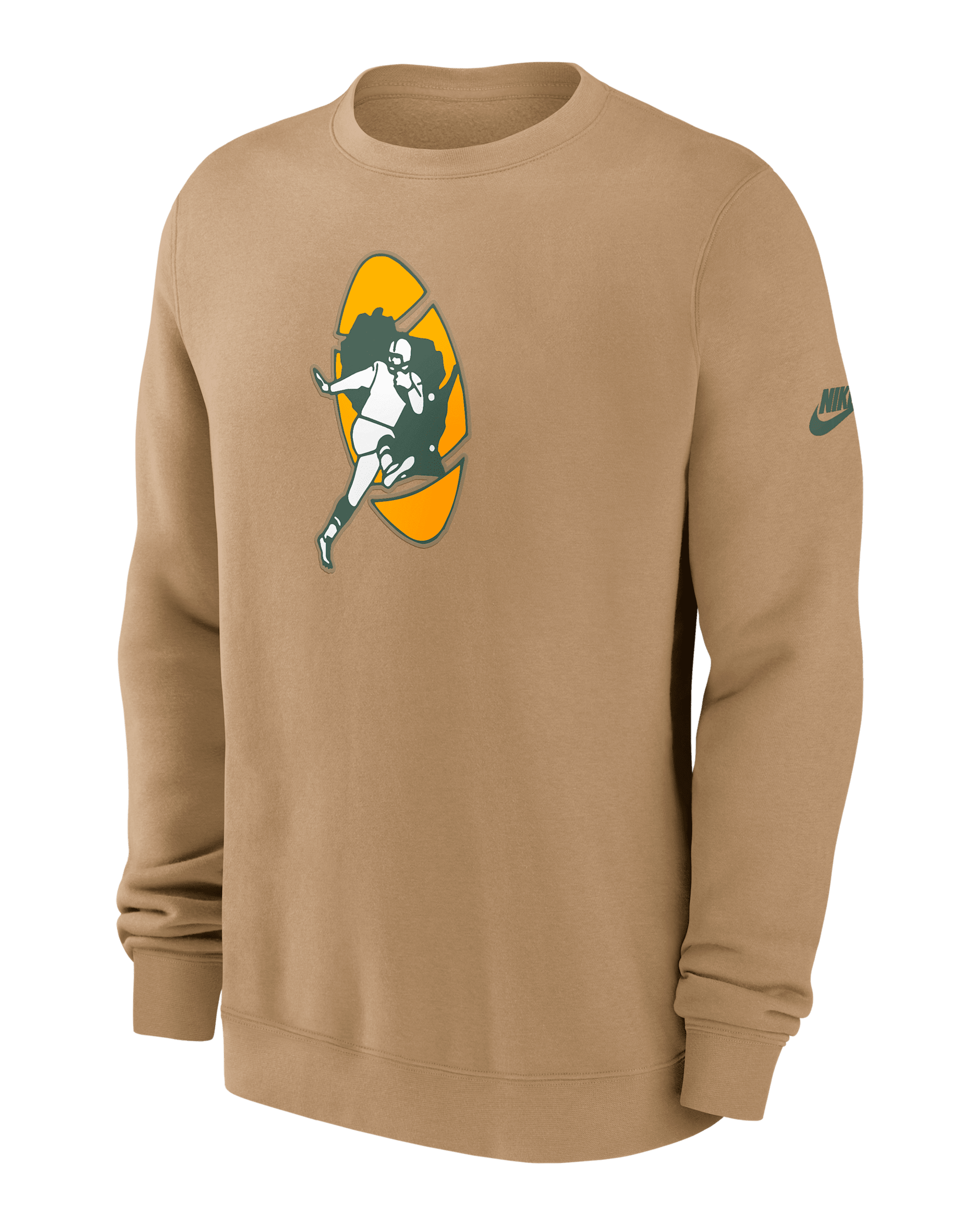 Green Bay Packers Swing Pass Rewind Club Men's Nike NFL Pullover Crew - Tan/Beige