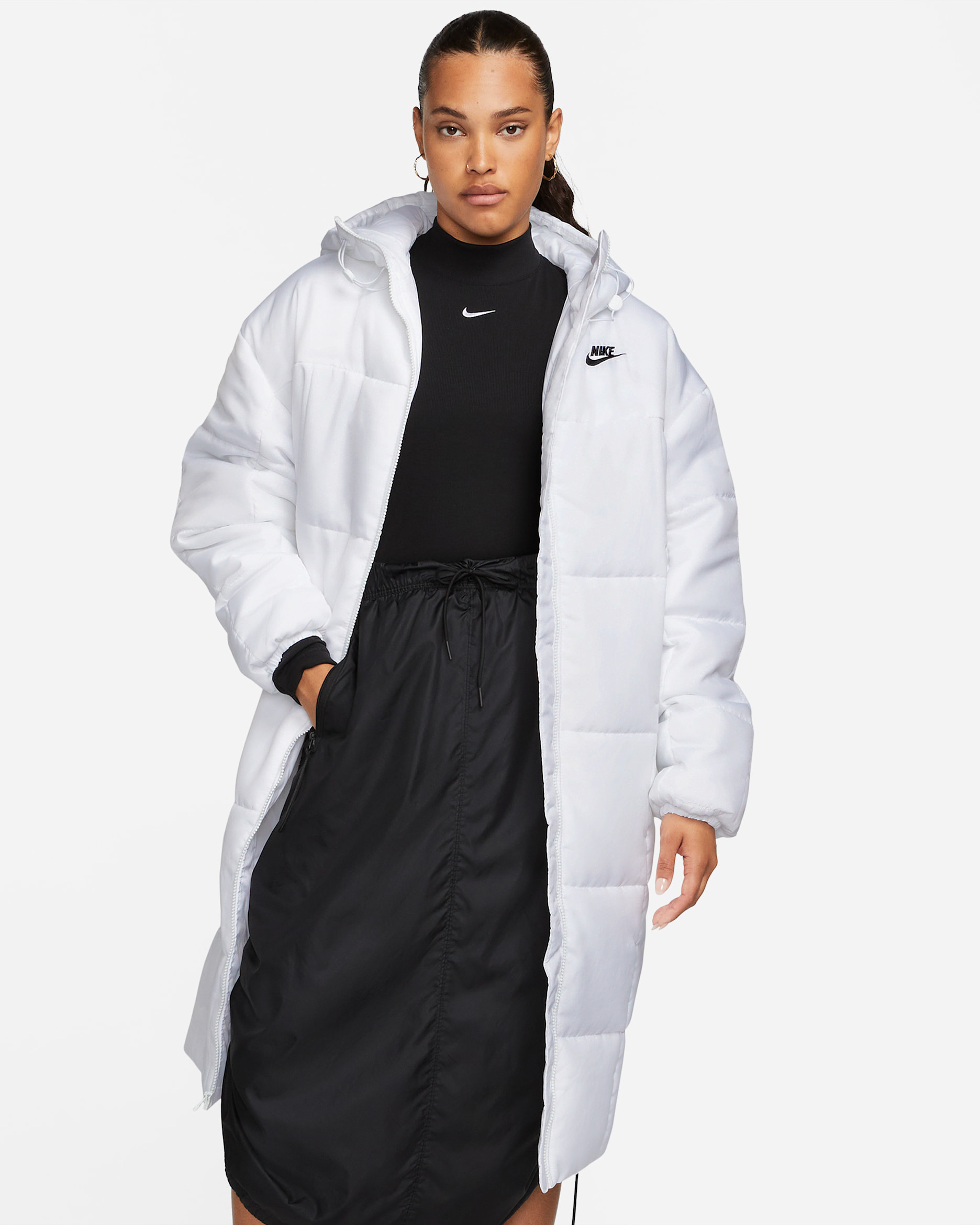 Nike Sportswear Classic Puffer Women's Therma-FIT Loose Hooded Parka - White/Black