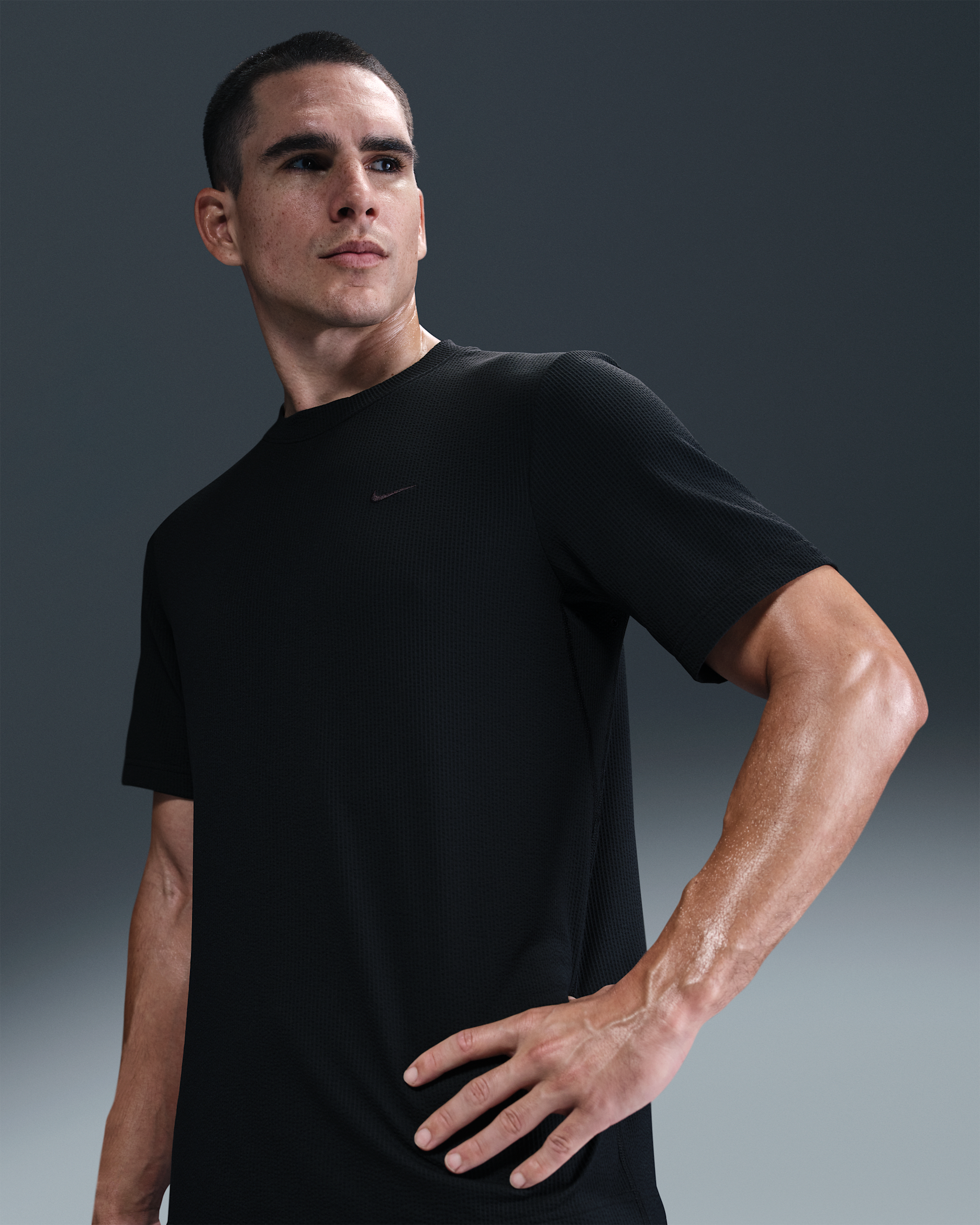 Nike Primary Men's Dri-FIT Seersucker Short-Sleeve Versatile Top - Black/Black