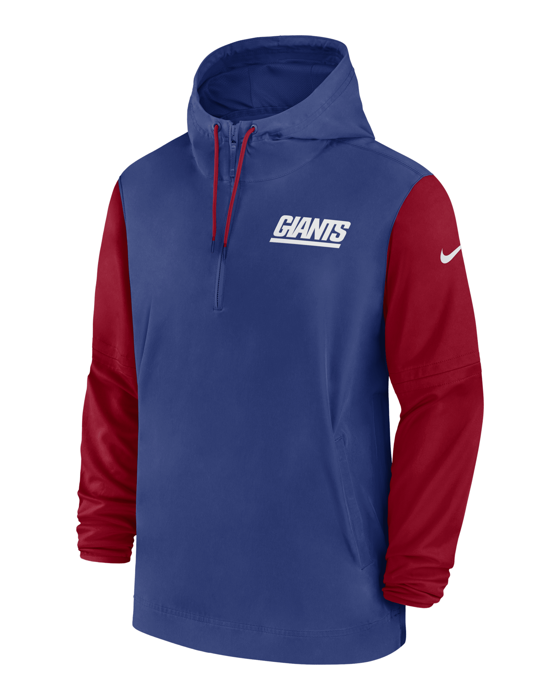 New York Giants Sideline Pre-Game Player Men's Nike NFL 1/2-Zip Hooded Jacket - Royal