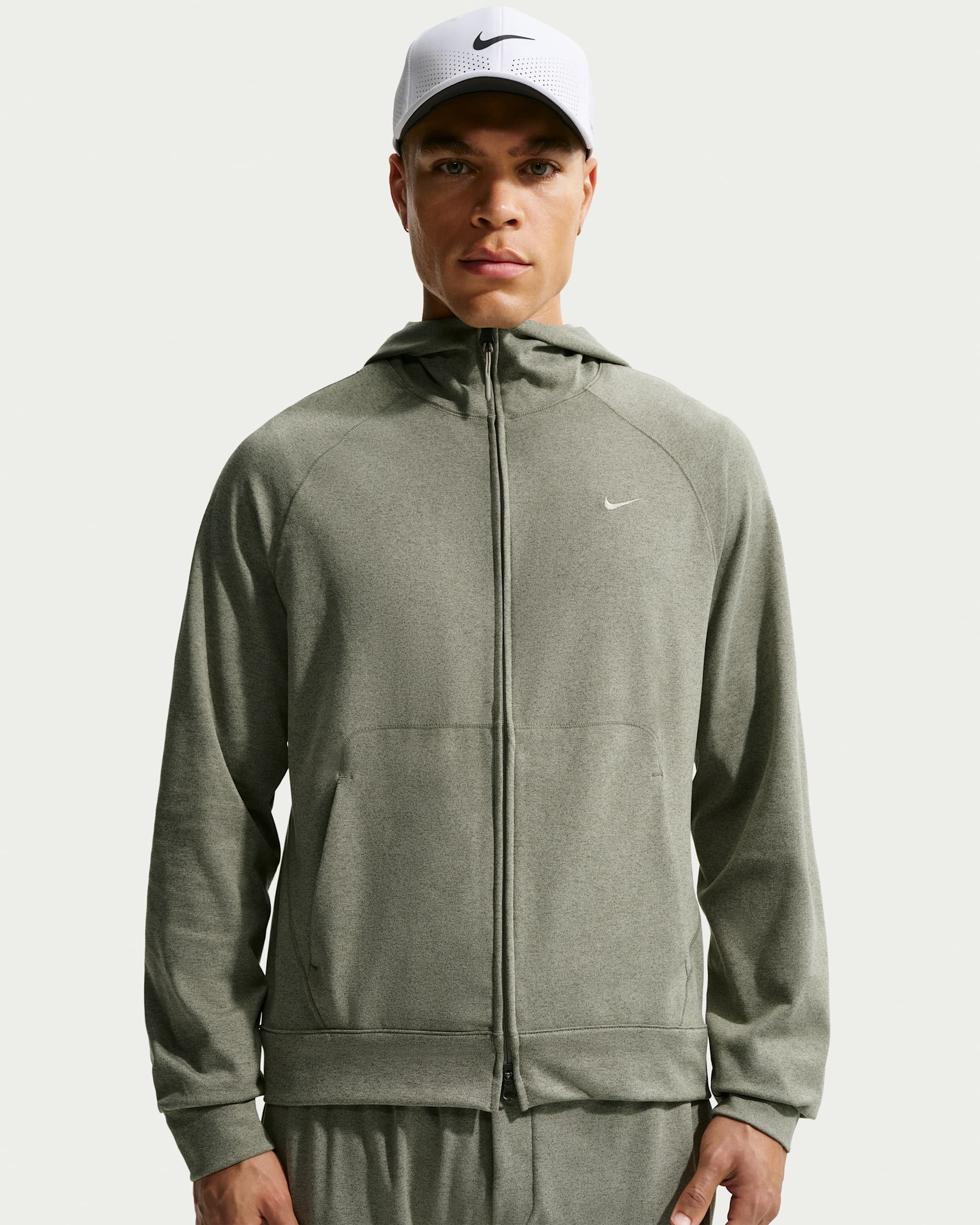 Nike Primary NanoKnit Men's Dri-FIT UV Protection Full-Zip Performance Hoodie - Light Army/Medium Olive/Heather/Light Army