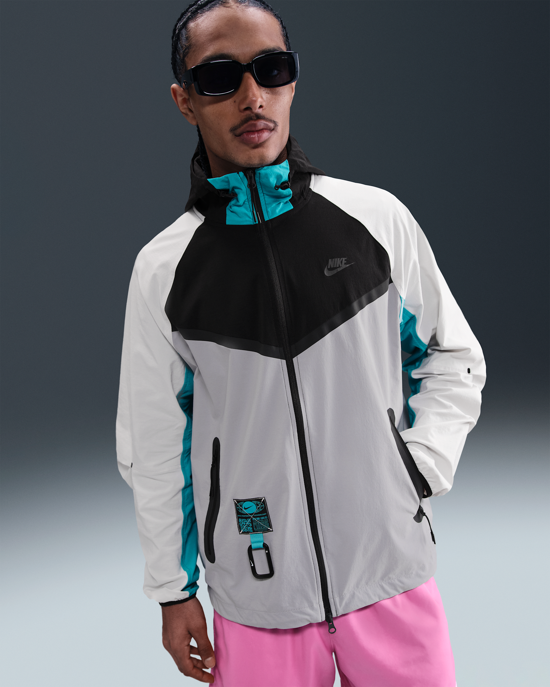 Nike Tech Men's Woven Windrunner Full-Zip Jacket - Black/Dusty Cactus