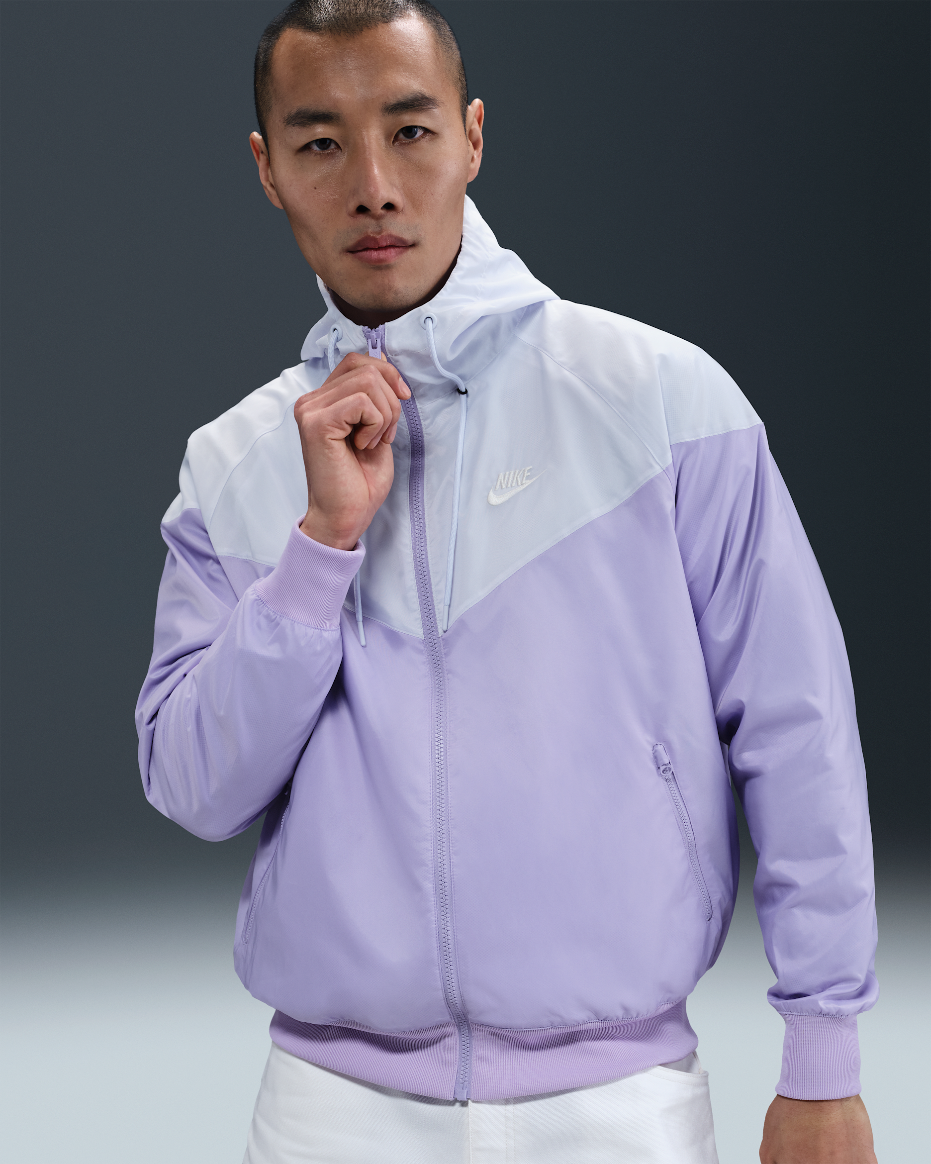 나이키 스포츠웨어 윈드러너 남성 후드 재킷 - 하이드레인저스/풋볼 그레이/세일