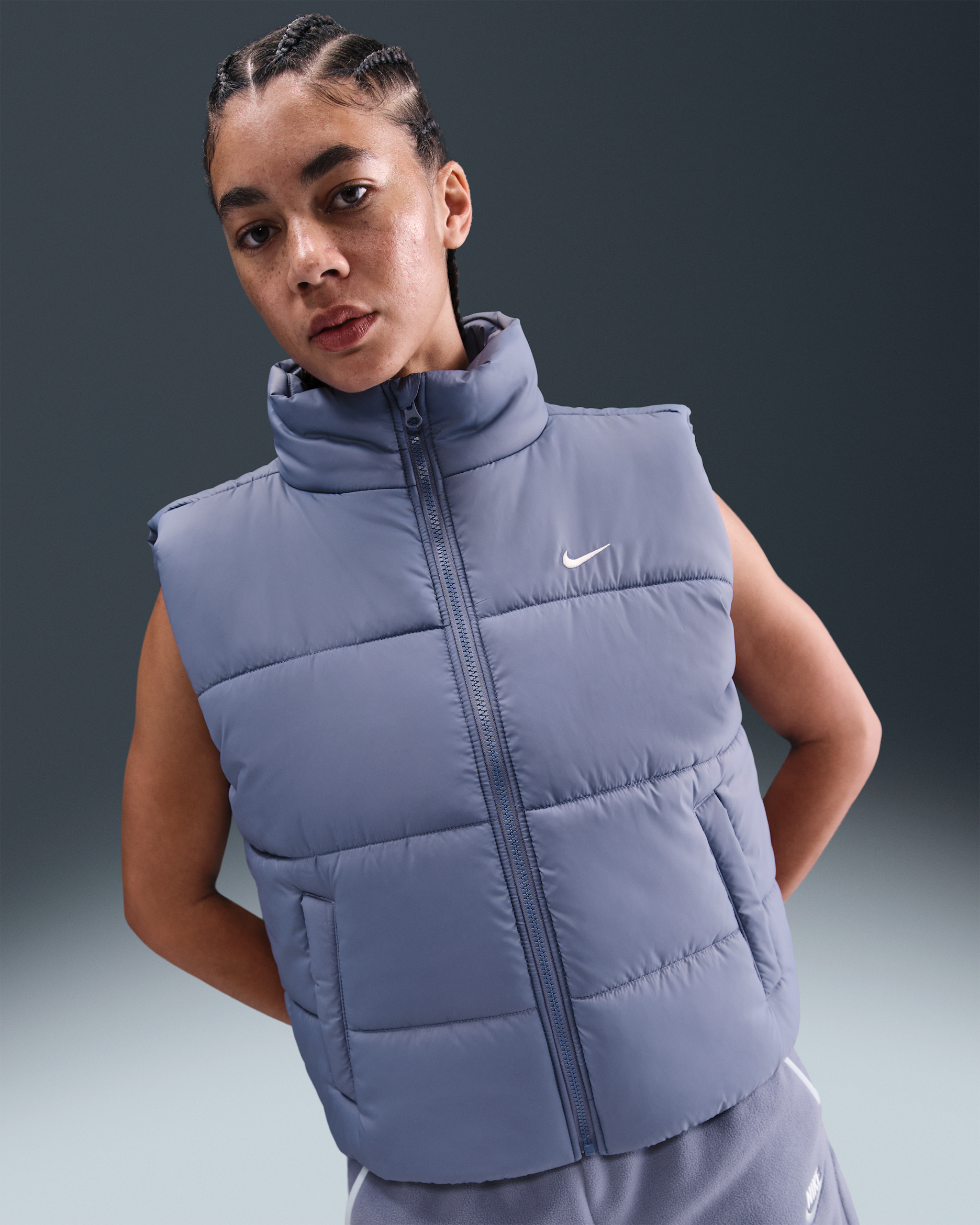 Nike Sportswear Classic Puffer Women's Therma-FIT Loose Vest - World Indigo/White
