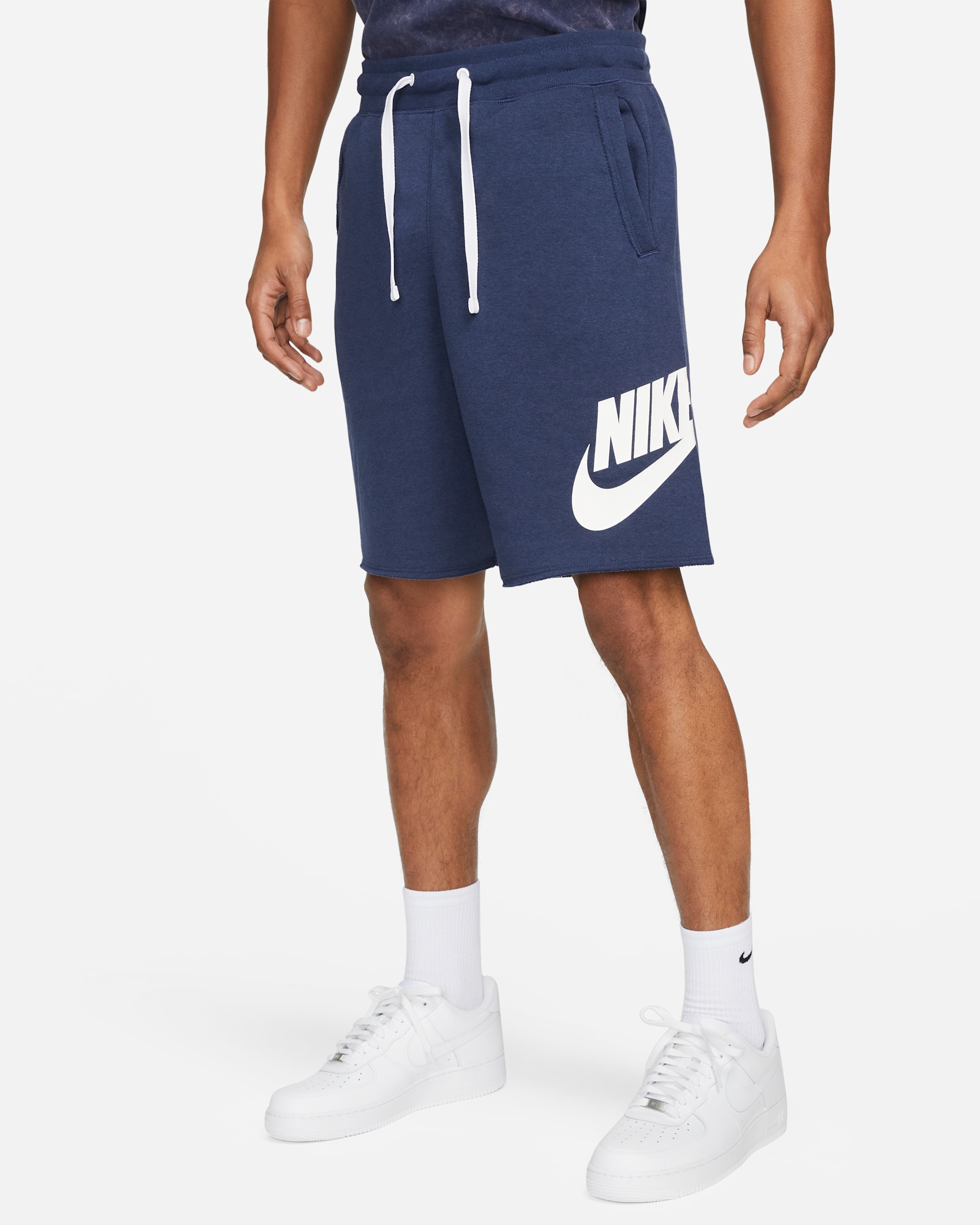 Nike Club Alumni Men's French Terry Shorts - Midnight Navy/White/White