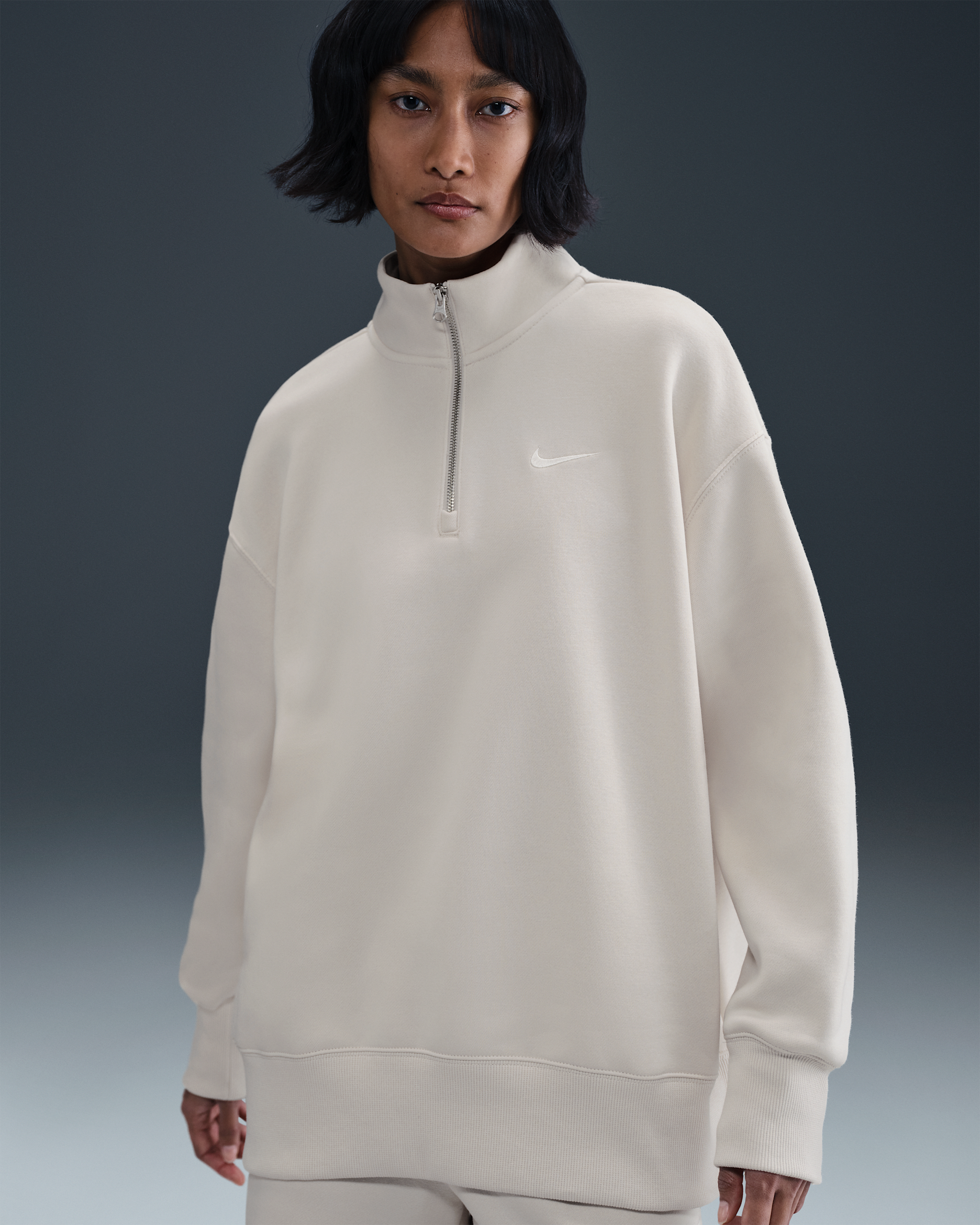 Nike Sportswear Phoenix Fleece Women's Oversized 1/4-Zip Long Sweatshirt - Light Orewood Brown/Sail