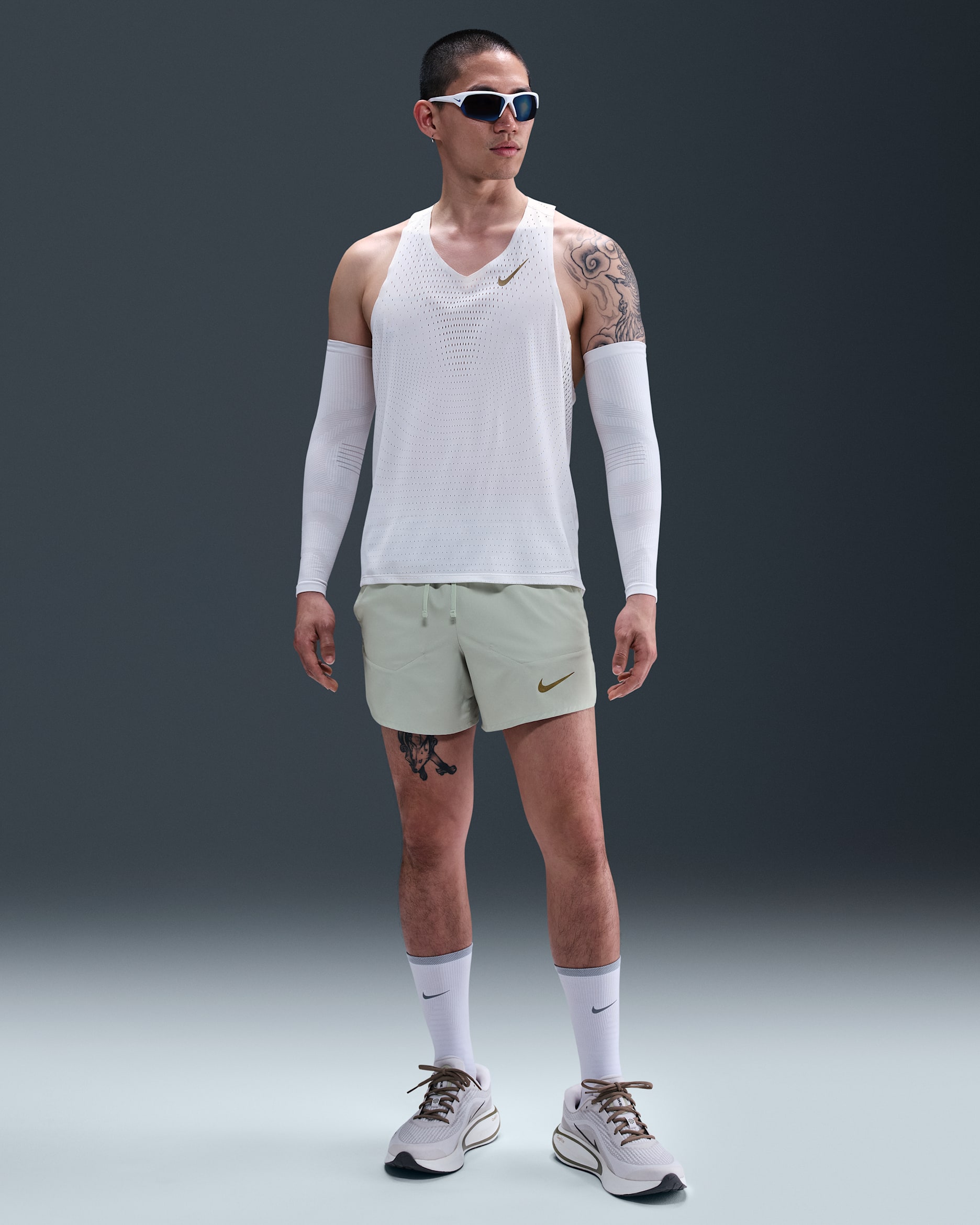 Nike x Jakob Men's Dri-FIT 12.5cm (approx.) Brief-Lined Running Shorts - Light Silver/Light Silver/Metallic Gold